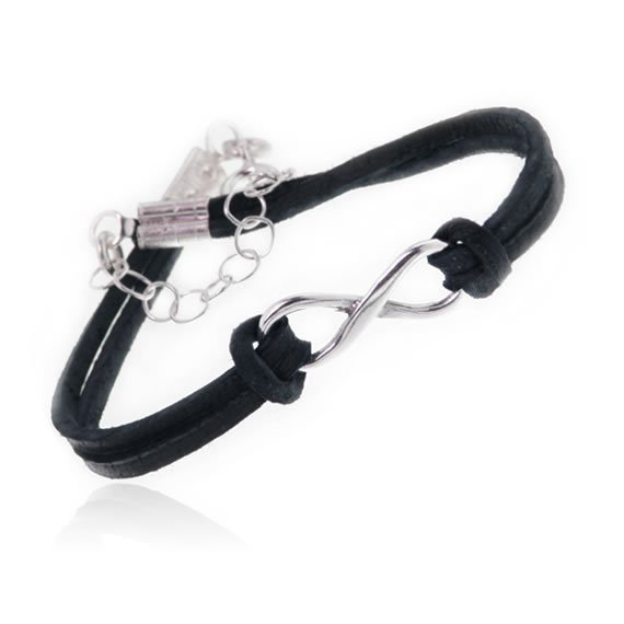 Bransoletka nieskończoność rzemyk mała czarna