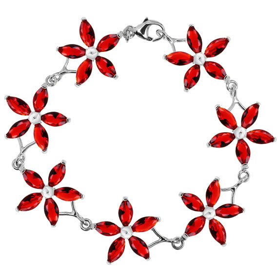 Bransoletka z rubinowymi kwiatami