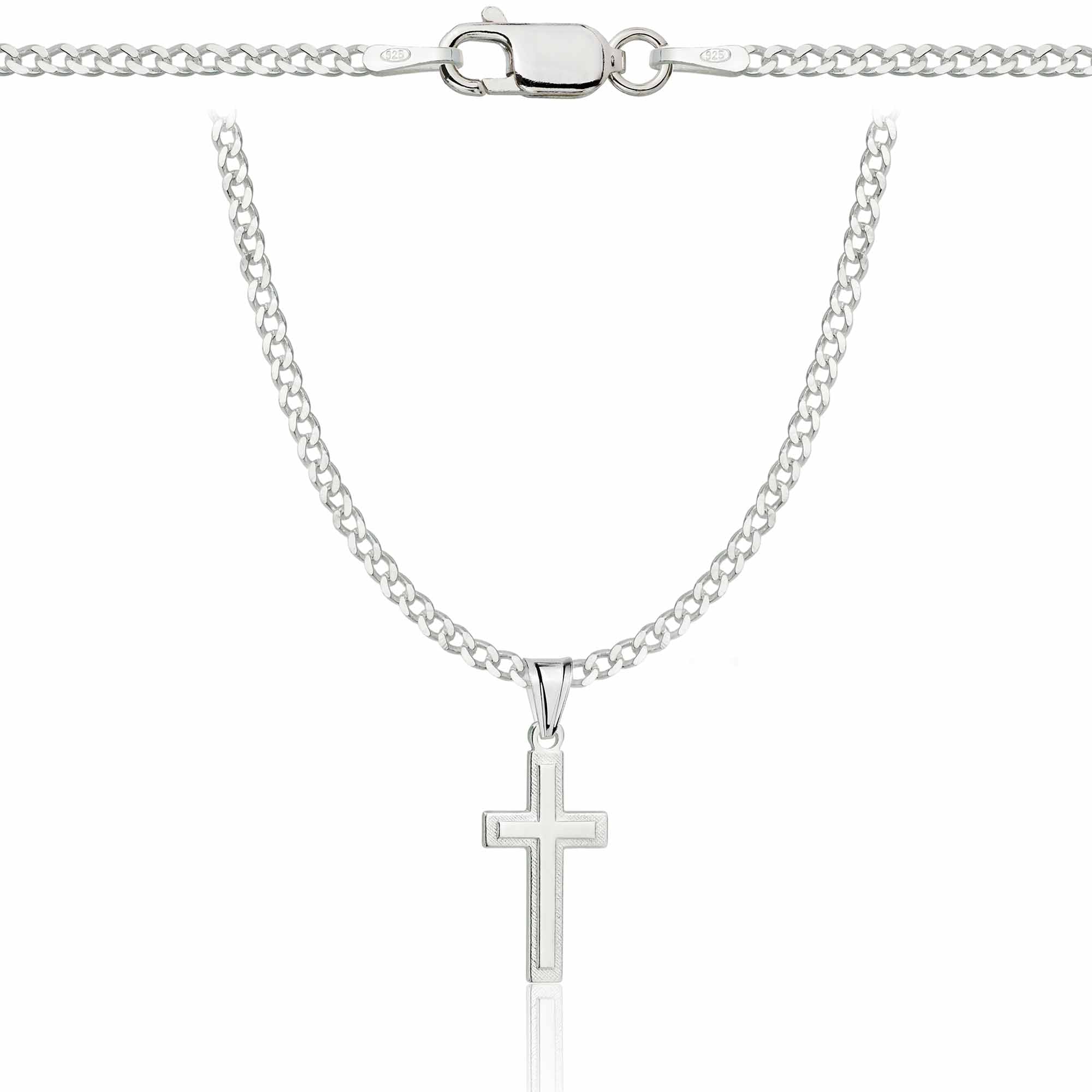 ŁAŃCUSZEK SREBRNY Z KRZYŻYKIEM PANCERKA 2MM PR. 925