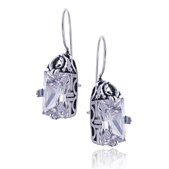 Kolczyki cyrkonia 14x10 bigiel oksydowane