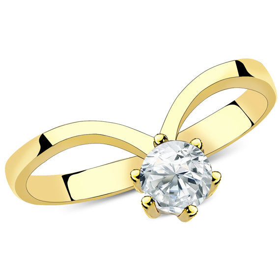 Unikalny złoty pierścionek korona z kamieniem