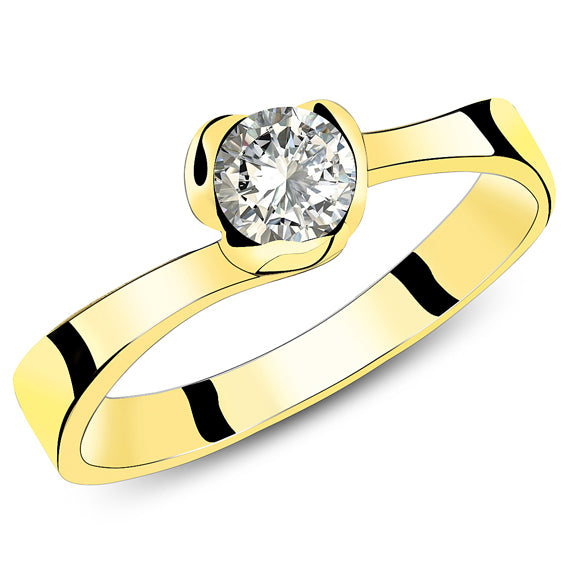 Złoty pierścionek zaręczynowy asymetryczny