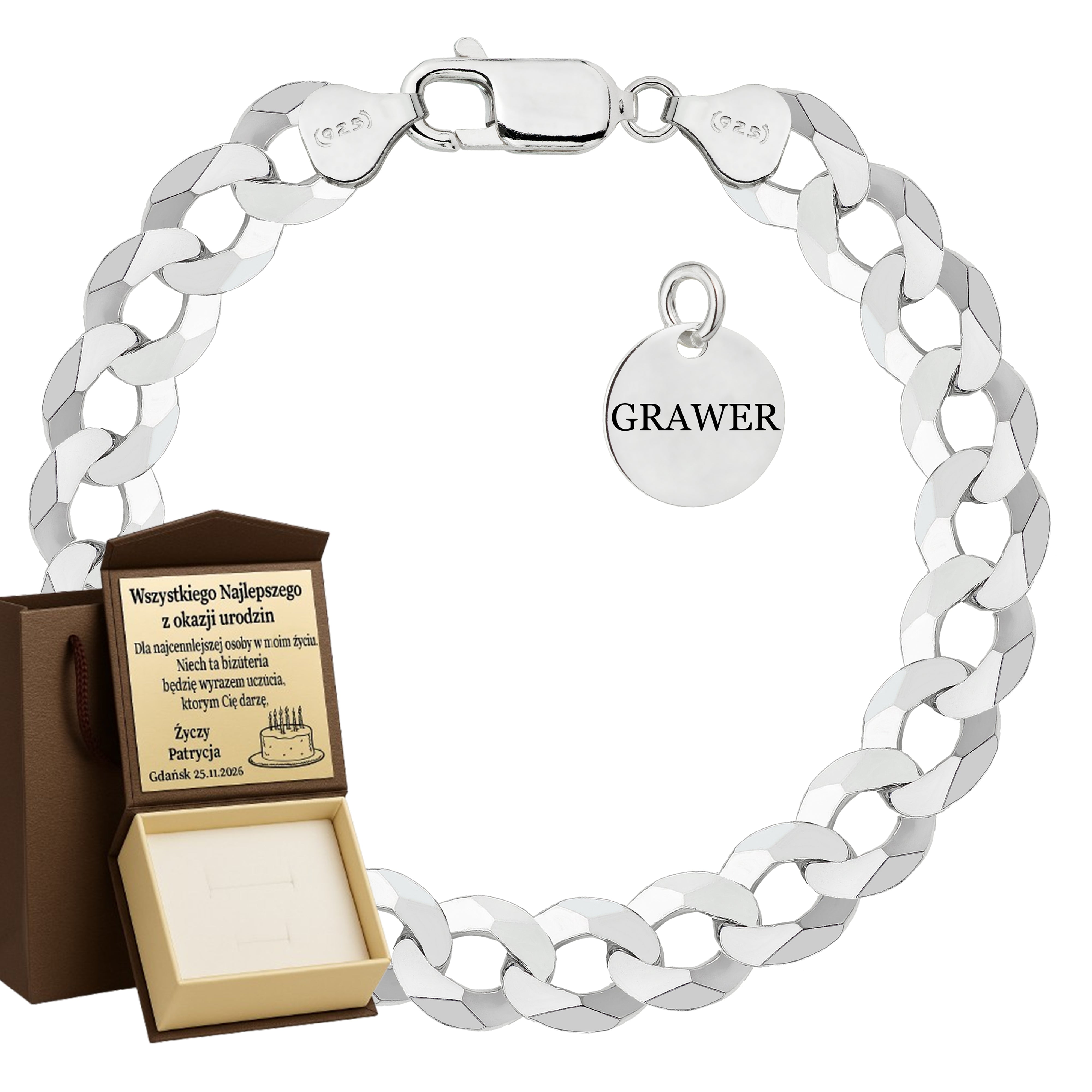 BRANSOLETKA SREBRNA PANCERKA 10,5MM PR. 925