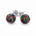 Kolczyki Srebrne Shamballa Multicolor Kryształy 8mm 925