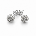 Kolczyki Srebrne Shamballa Białe Kryształy 6mm 925