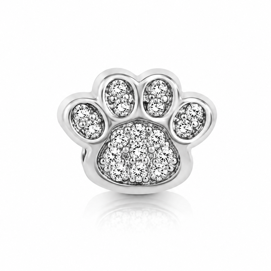 Charms srebrny łapka z cyrkoniami - widok frontalny