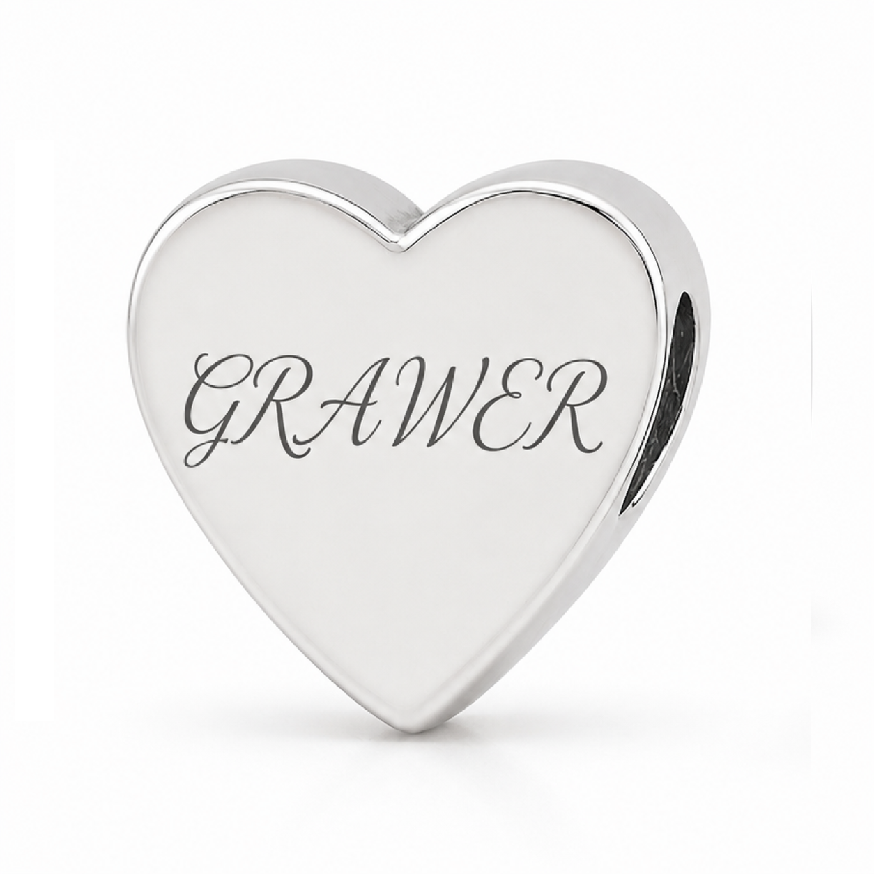 Charms srebrne serce bez graweru – widok frontu