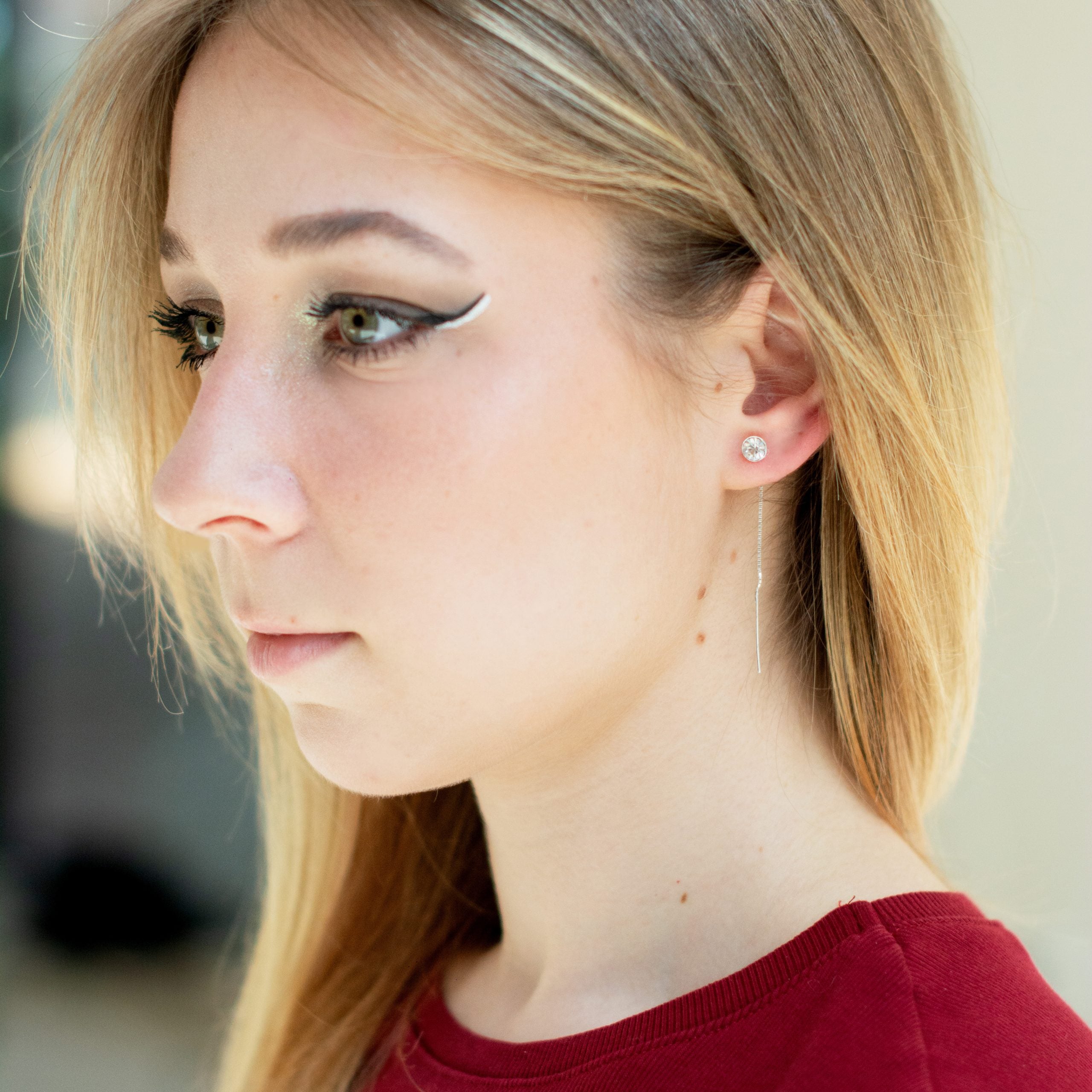 Kolczyki przekładane okrągła cyrkonia biała 6mm