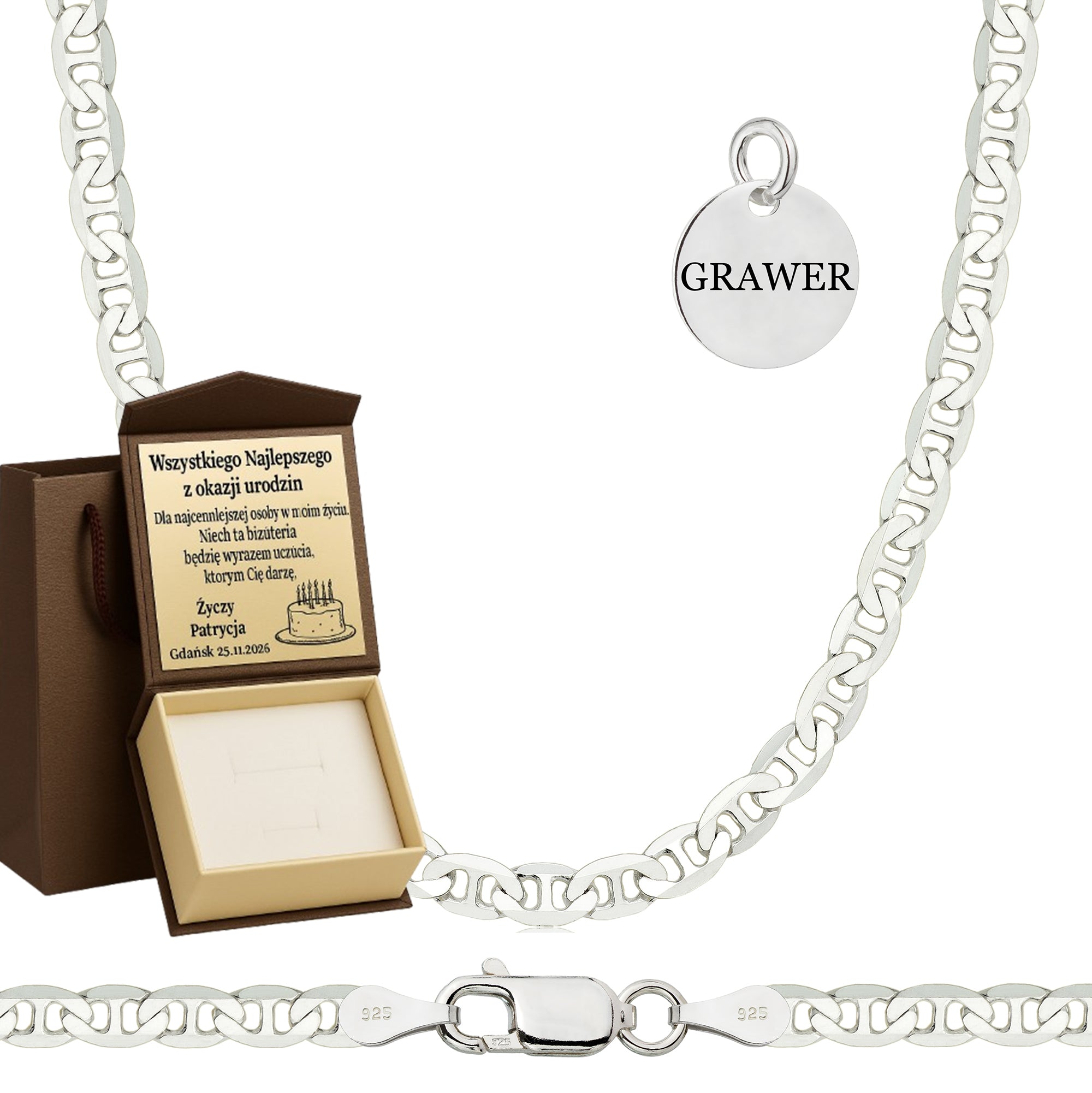 ŁAŃCUSZEK SREBRNY GUCCI 3,5MM PR. 925