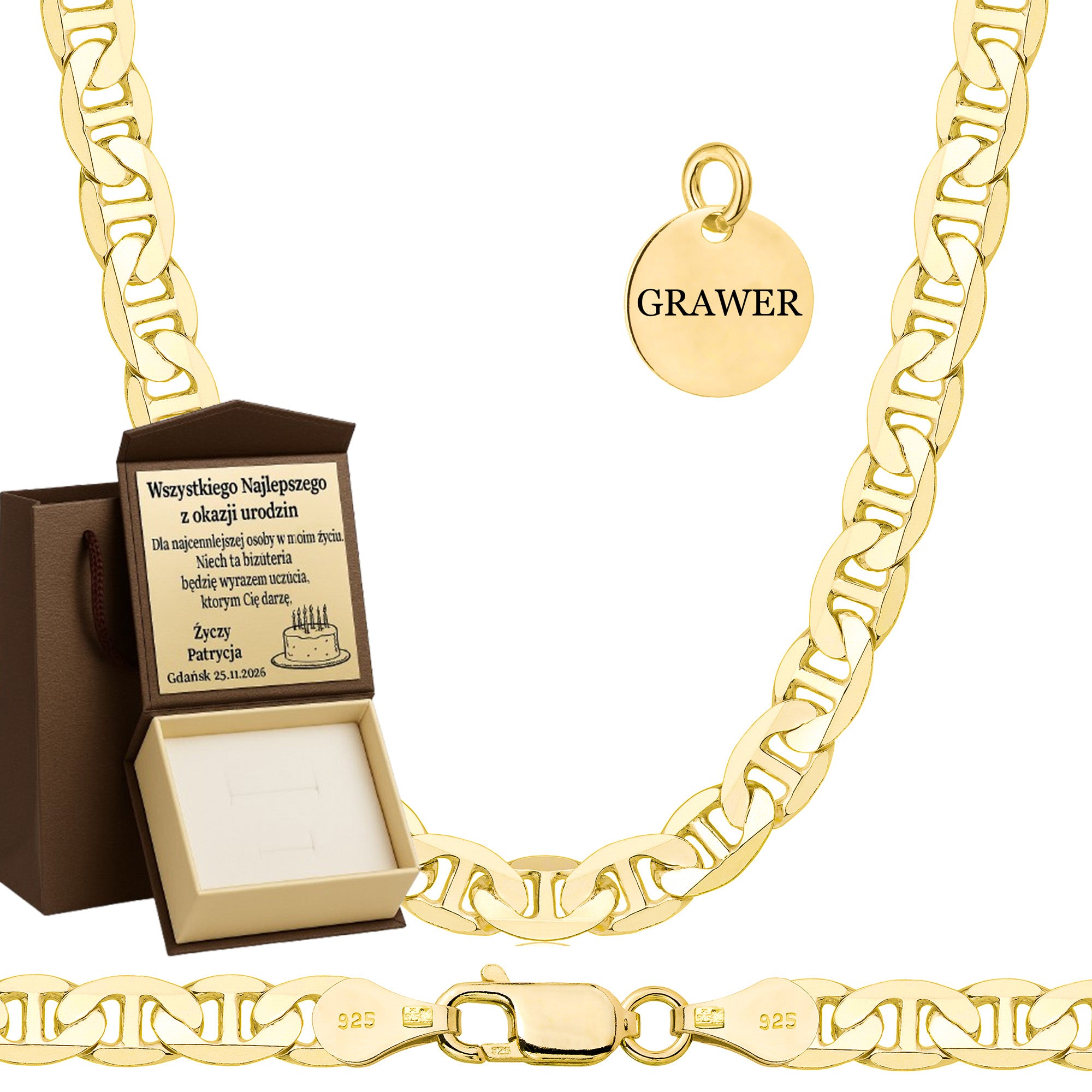 ŁAŃCUSZEK POZŁACANY SREBRNY GUCCI 5,5MM PR. 925 585