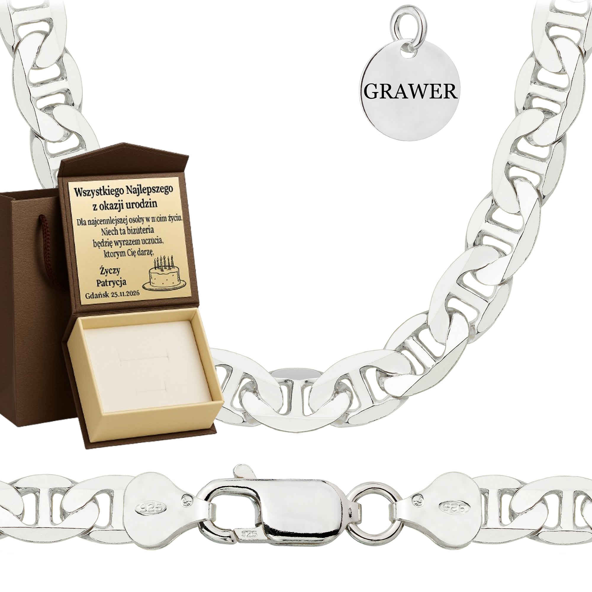 ŁAŃCUSZEK SREBRNY GUCCI 10MM PR. 925