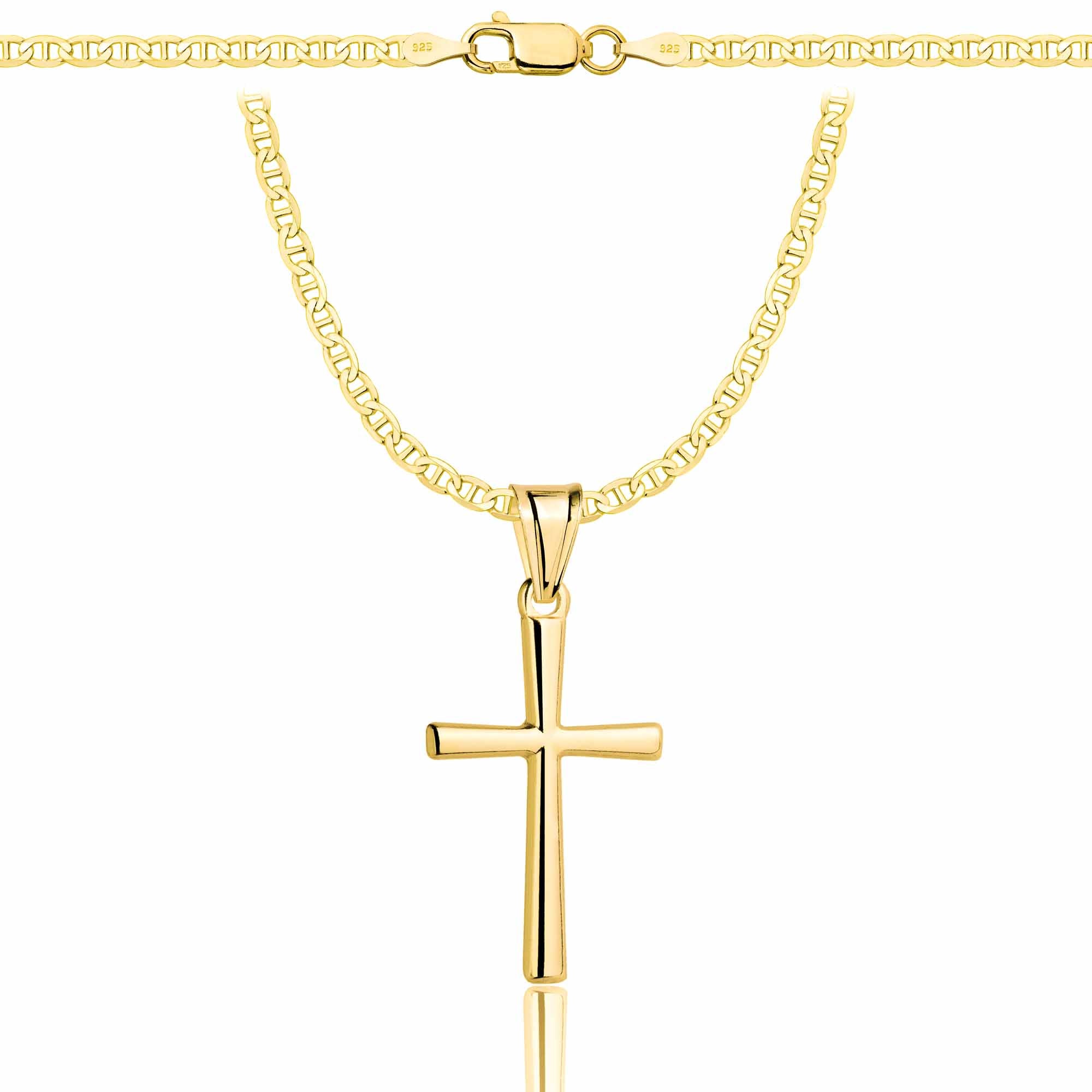 ŁAŃCUSZEK POZŁACANY SREBRNY Z KRZYŻYKIEM GUCCI 2,6MM PR. 925 585