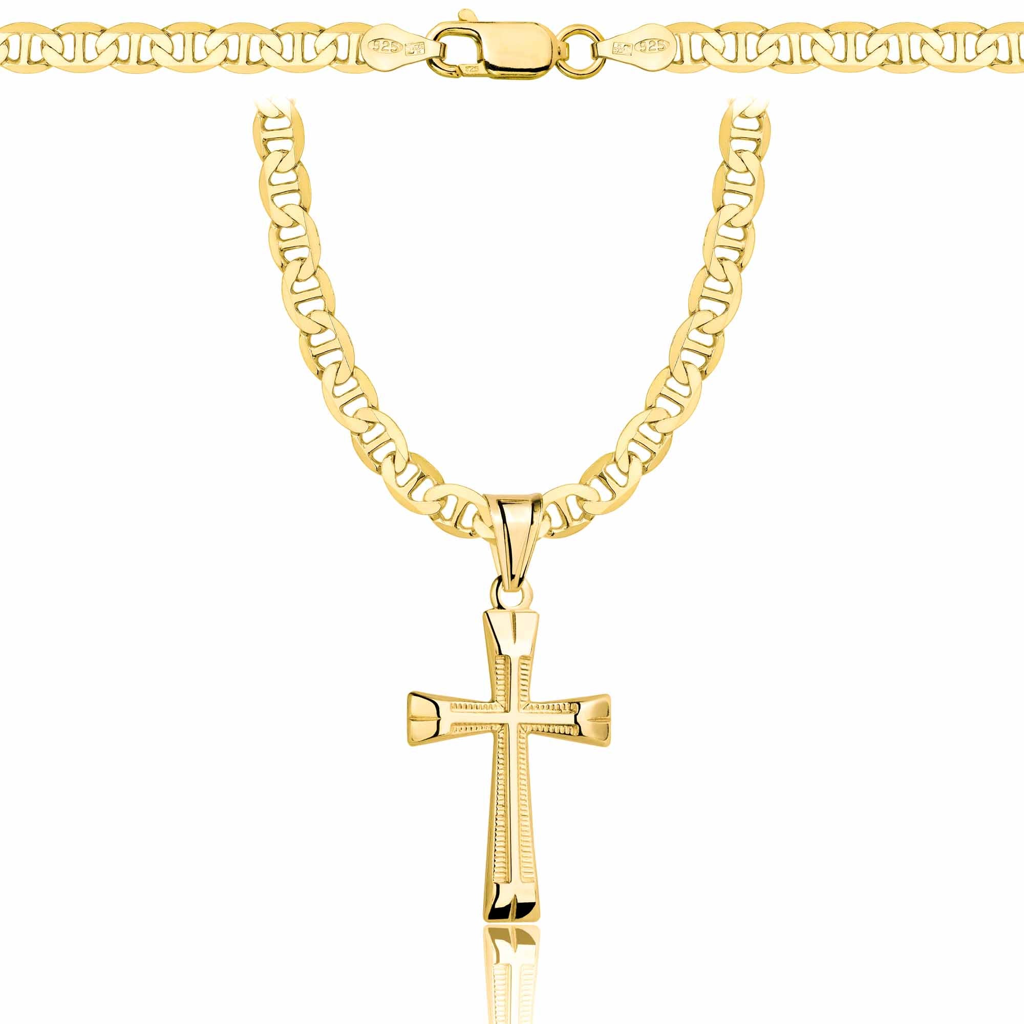 ŁAŃCUSZEK POZŁACANY SREBRNY Z KRZYŻYKIEM GUCCI 4,5MM PR. 925 585