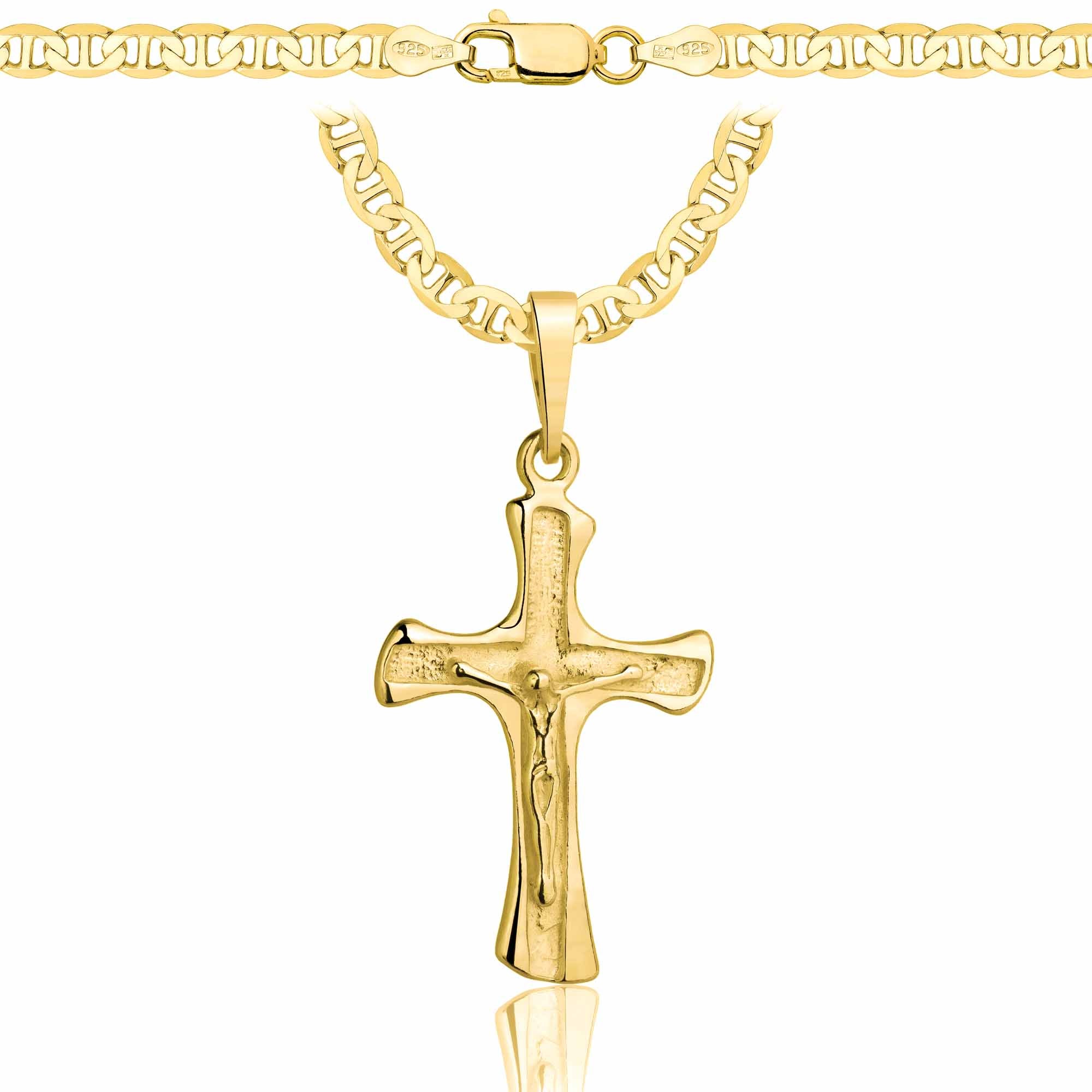 ŁAŃCUSZEK POZŁACANY SREBRNY Z KRZYŻYKIEM GUCCI 4,5MM PR. 925 585