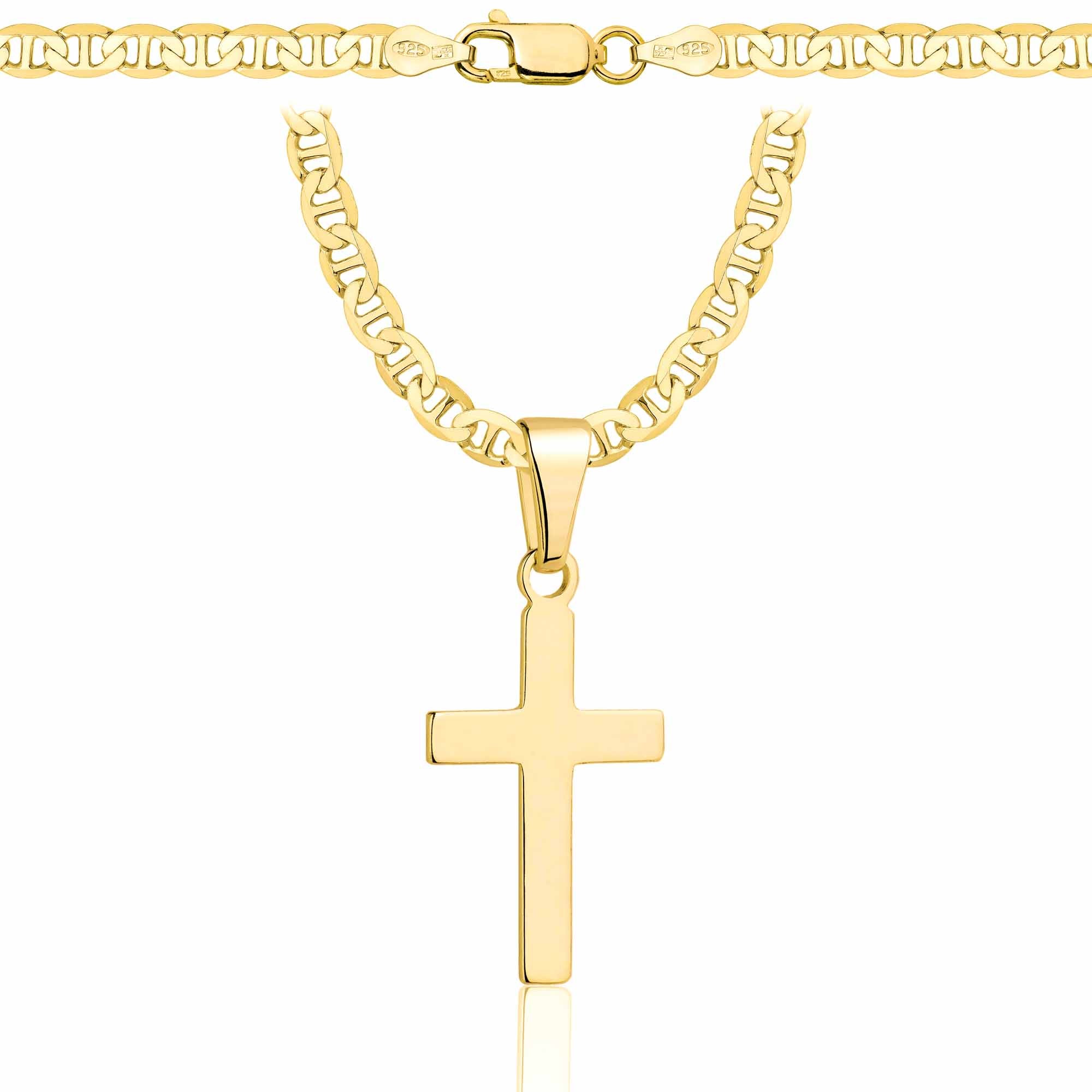 ŁAŃCUSZEK POZŁACANY SREBRNY Z KRZYŻYKIEM GUCCI 4,5MM PR. 925 585