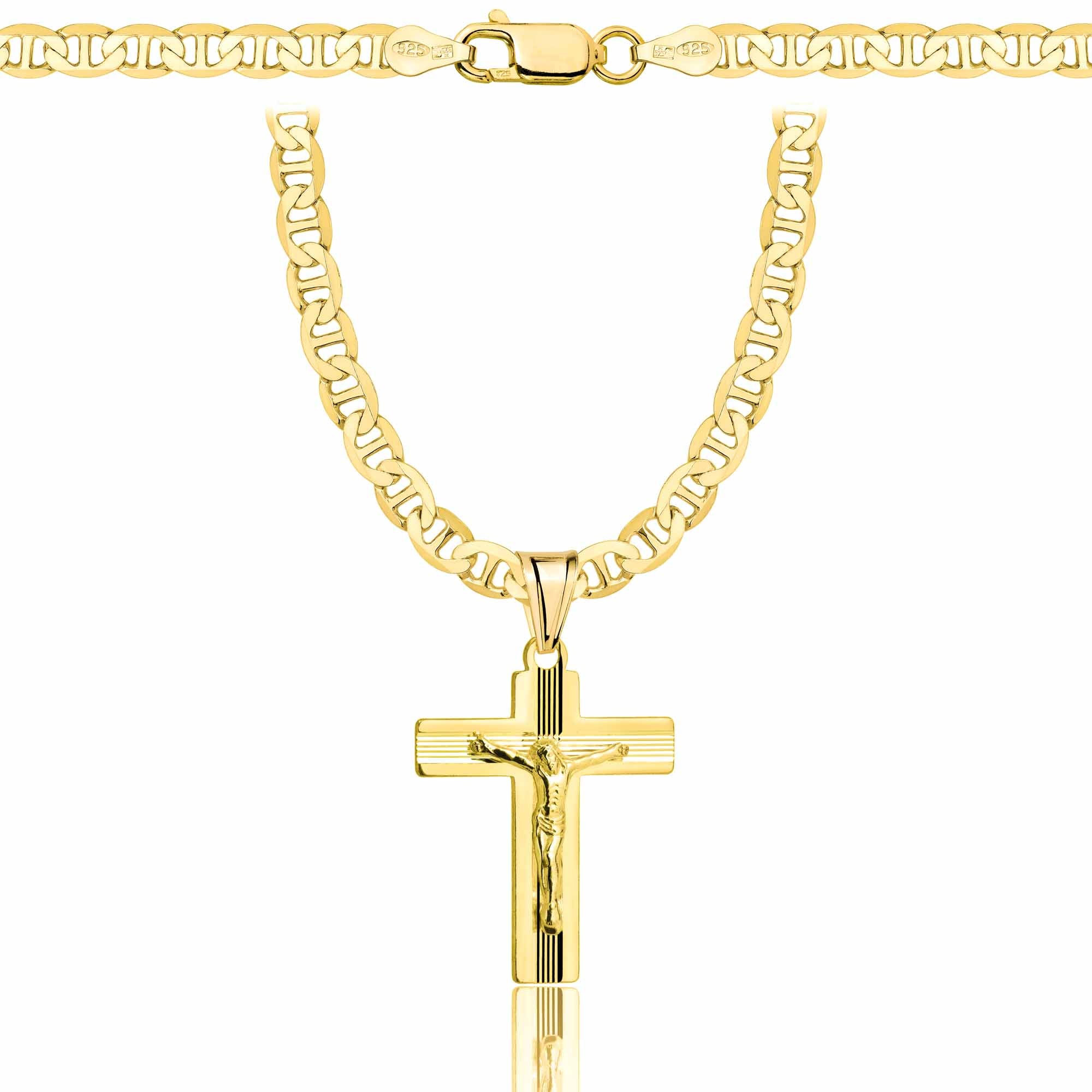 ŁAŃCUSZEK POZŁACANY SREBRNY Z KRZYŻYKIEM GUCCI 4,5MM PR. 925 585