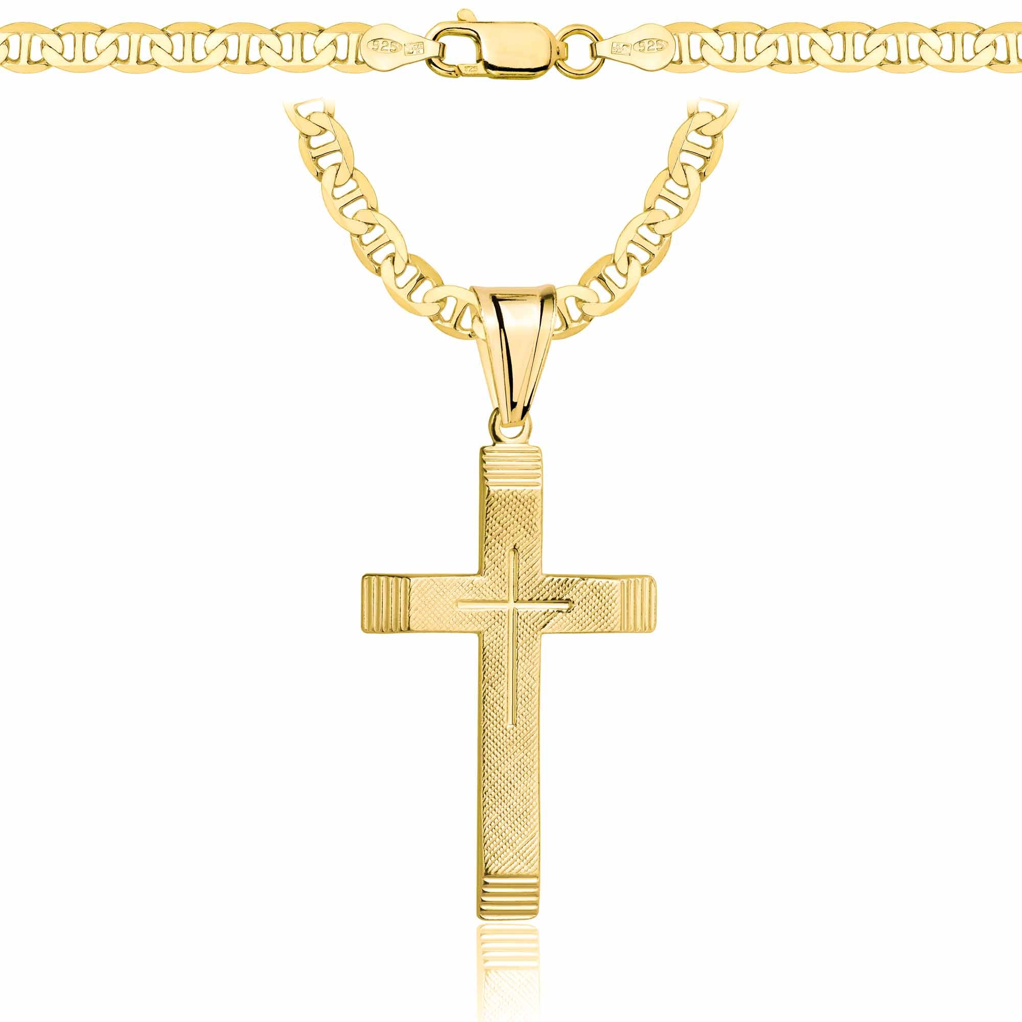 ŁAŃCUSZEK POZŁACANY SREBRNY Z KRZYŻYKIEM GUCCI 4,5MM PR. 925 585