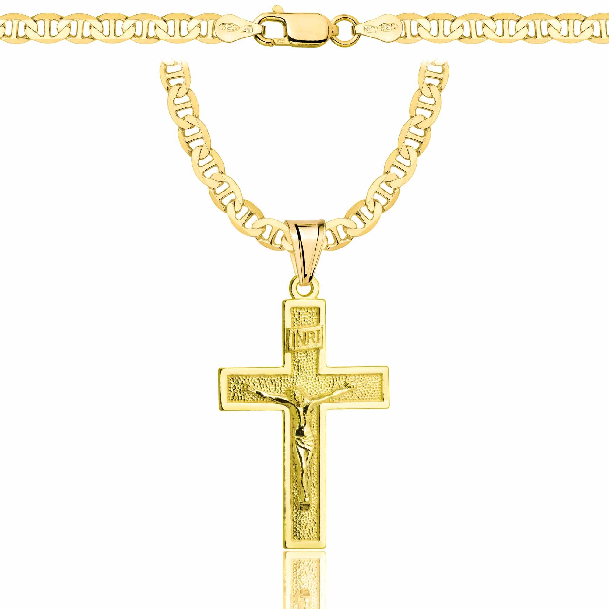 ŁAŃCUSZEK POZŁACANY SREBRNY Z KRZYŻYKIEM GUCCI 4,5MM PR. 925 585