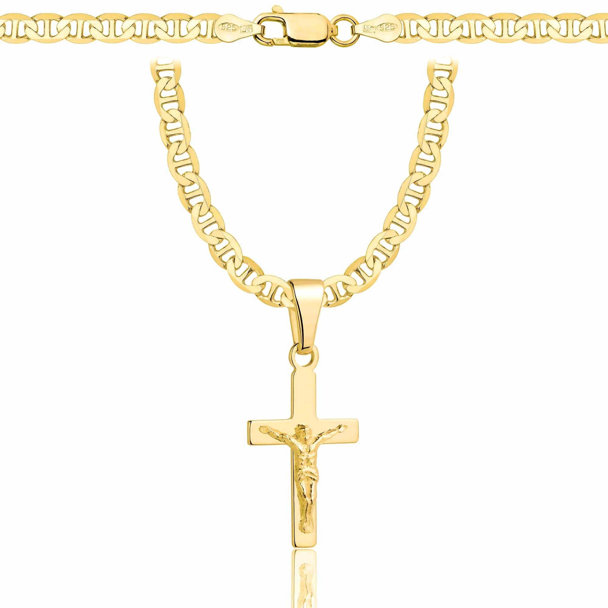 ŁAŃCUSZEK POZŁACANY SREBRNY Z KRZYŻYKIEM GUCCI 4,5MM PR. 925 585