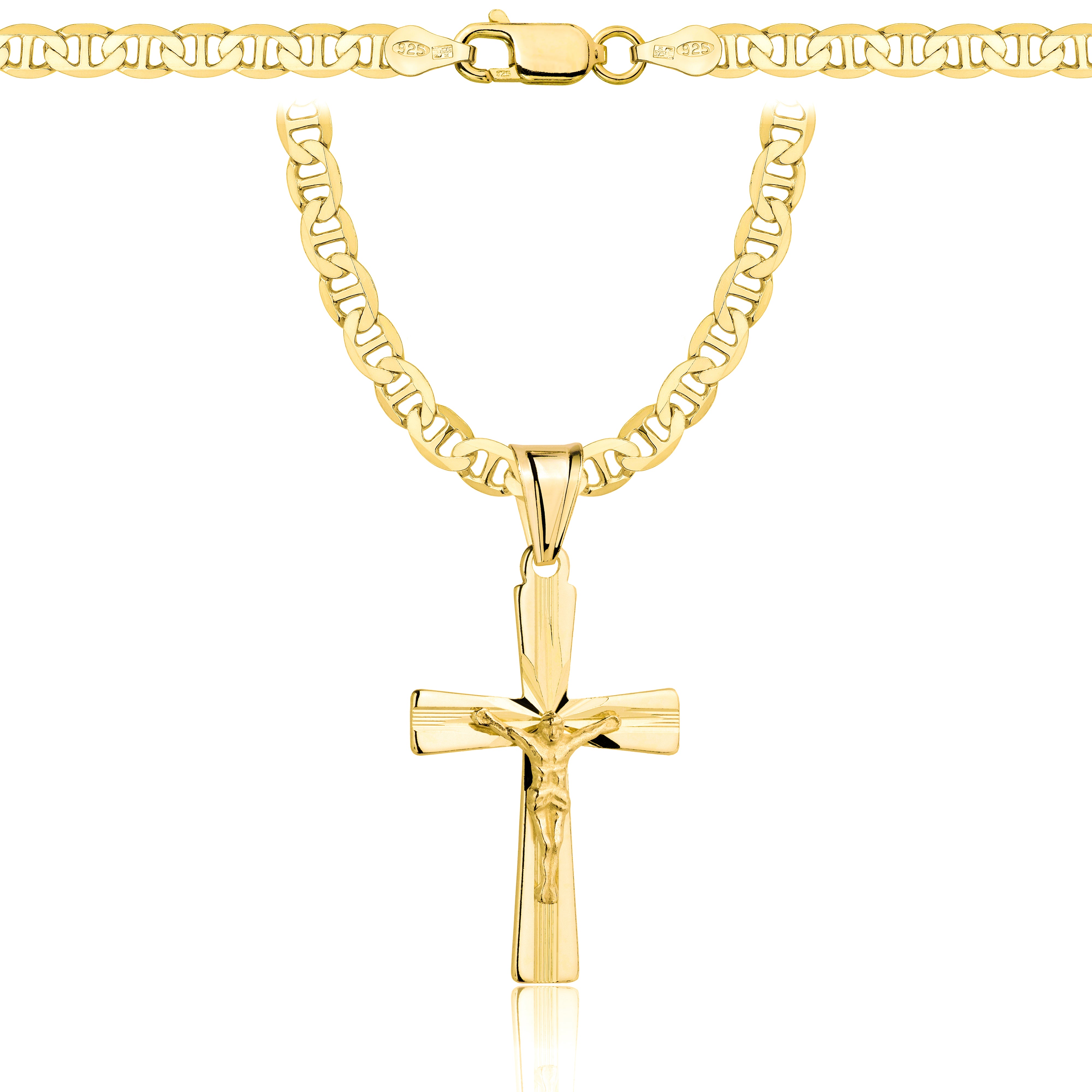 ŁAŃCUSZEK POZŁACANY SREBRNY Z KRZYŻYKIEM GUCCI 4,5MM PR. 925 585