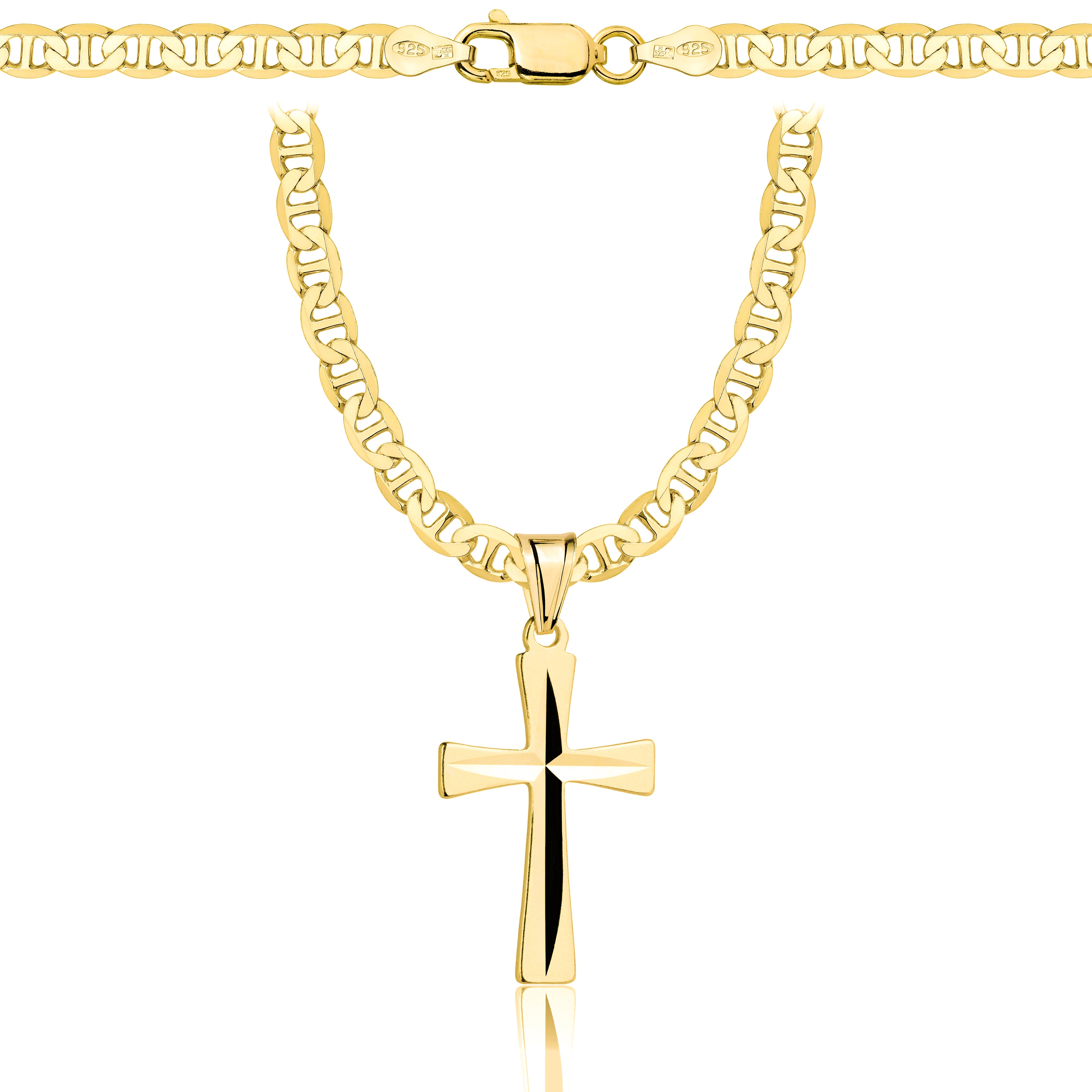 ŁAŃCUSZEK POZŁACANY SREBRNY Z KRZYŻYKIEM GUCCI 4,5MM PR. 925 585