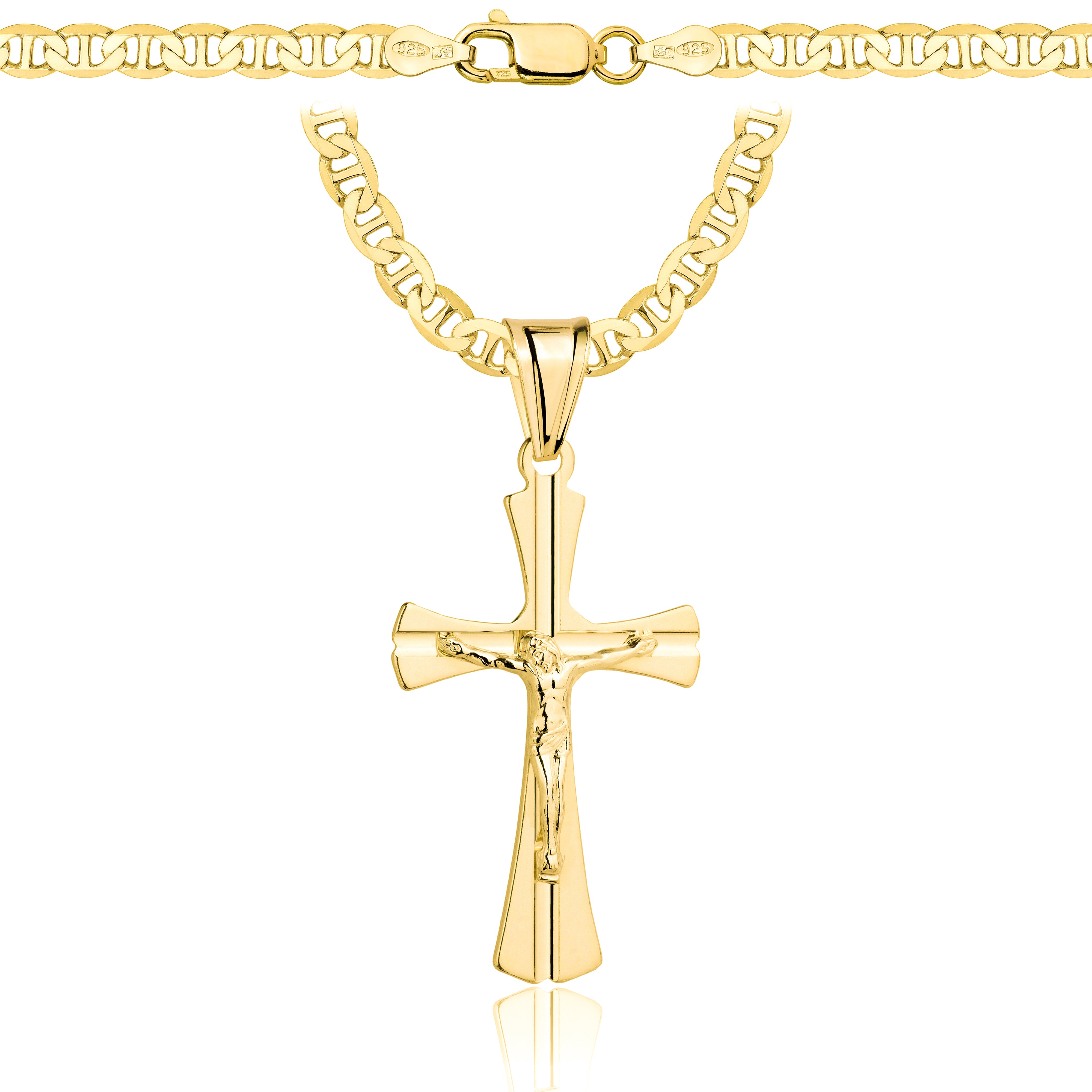 ŁAŃCUSZEK POZŁACANY SREBRNY Z KRZYŻYKIEM GUCCI 4,5MM PR. 925 585