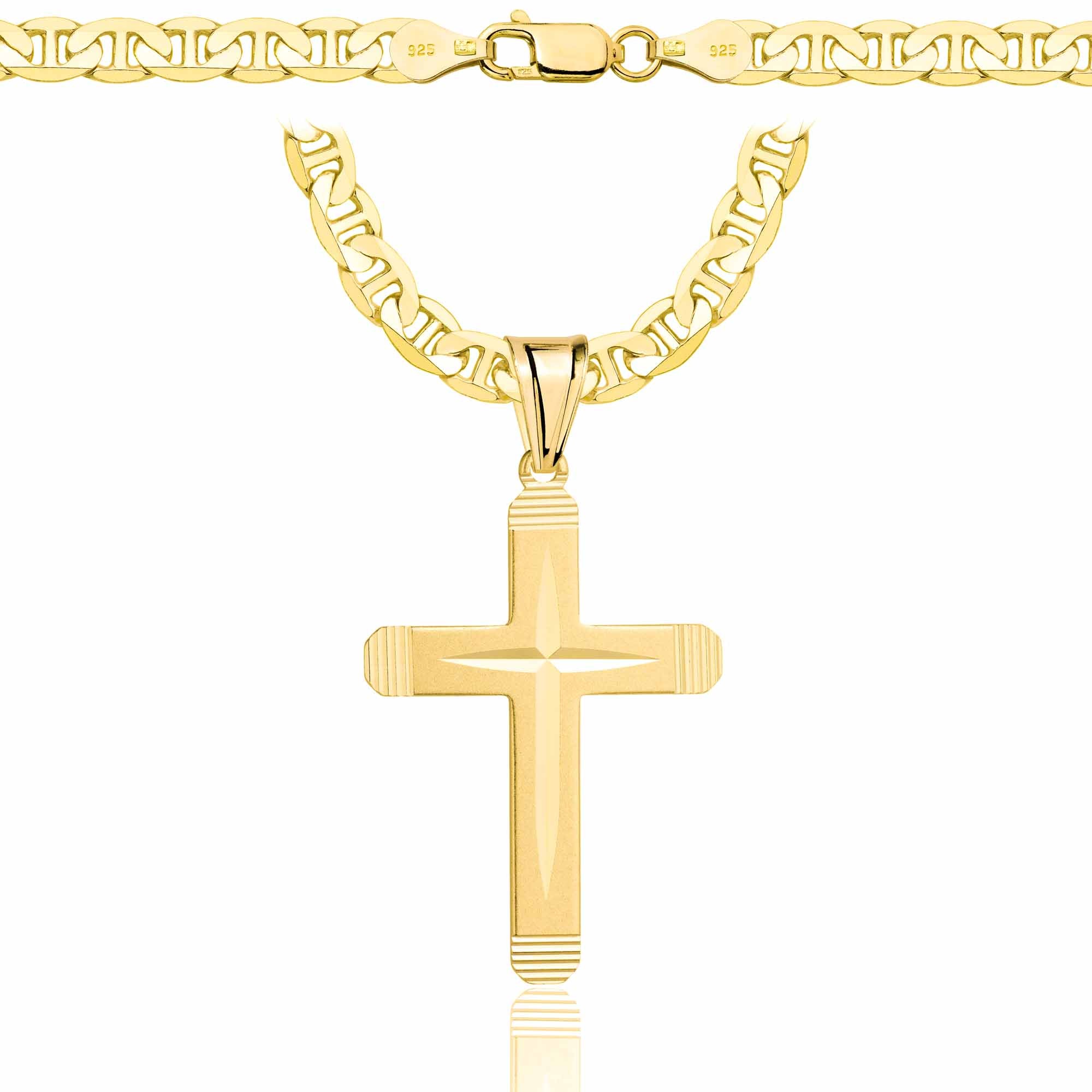 ŁAŃCUSZEK POZŁACANY SREBRNY Z KRZYŻYKIEM GUCCI 5,5MM PR. 925 585