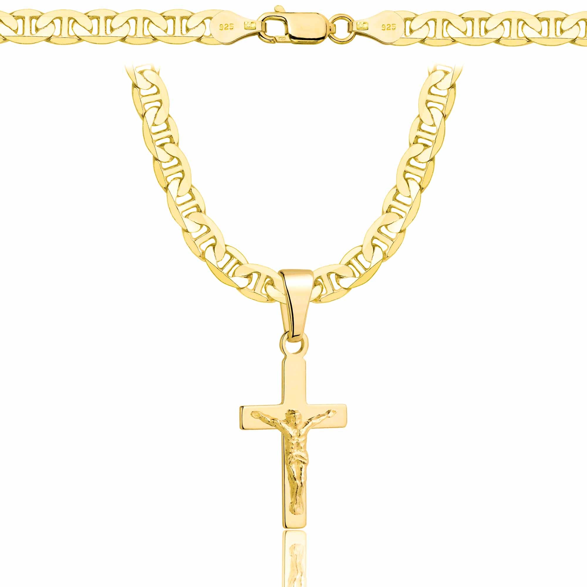 ŁAŃCUSZEK POZŁACANY SREBRNY Z KRZYŻYKIEM GUCCI 5,5MM PR. 925 585