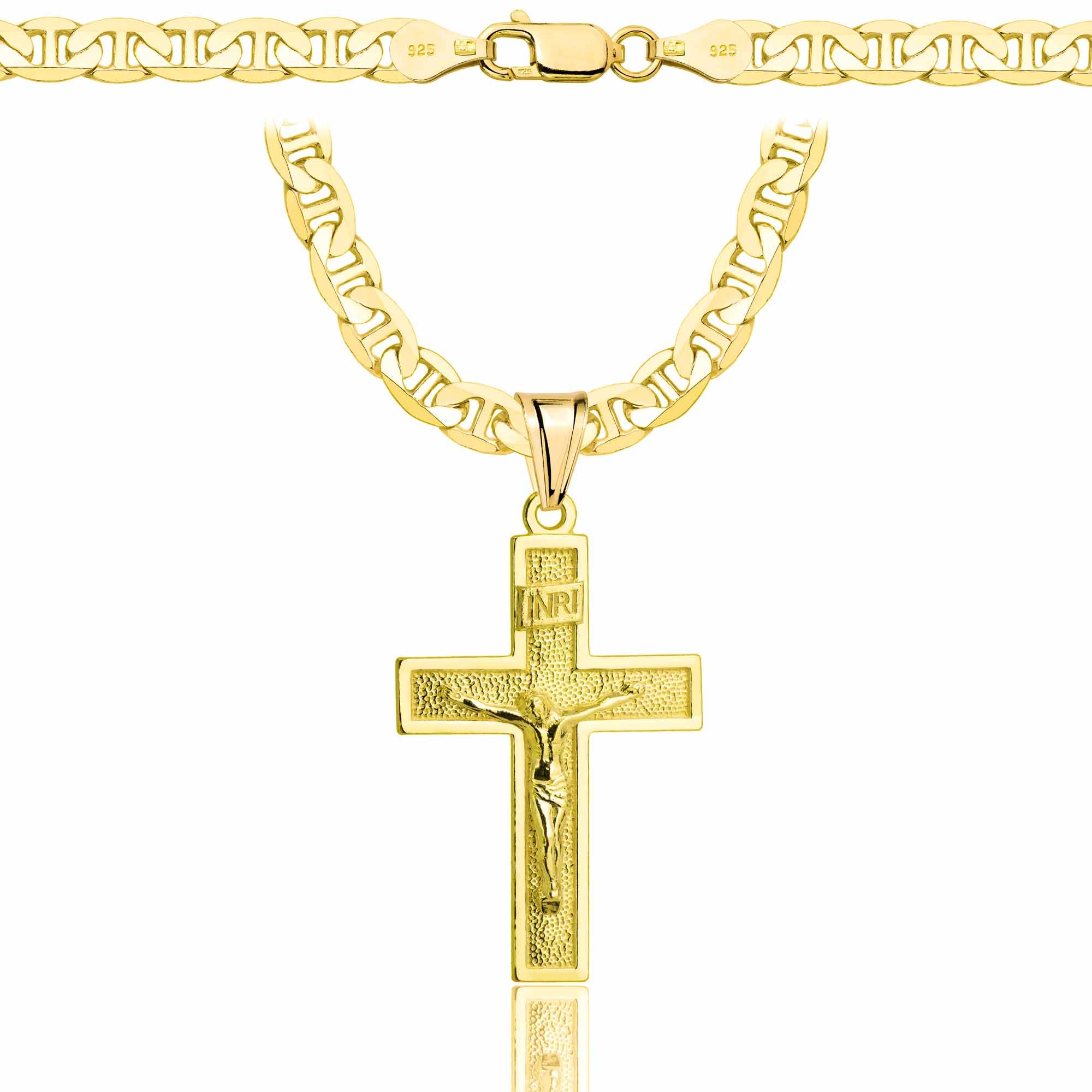 ŁAŃCUSZEK POZŁACANY SREBRNY Z KRZYŻYKIEM GUCCI 5,5MM PR. 925 585