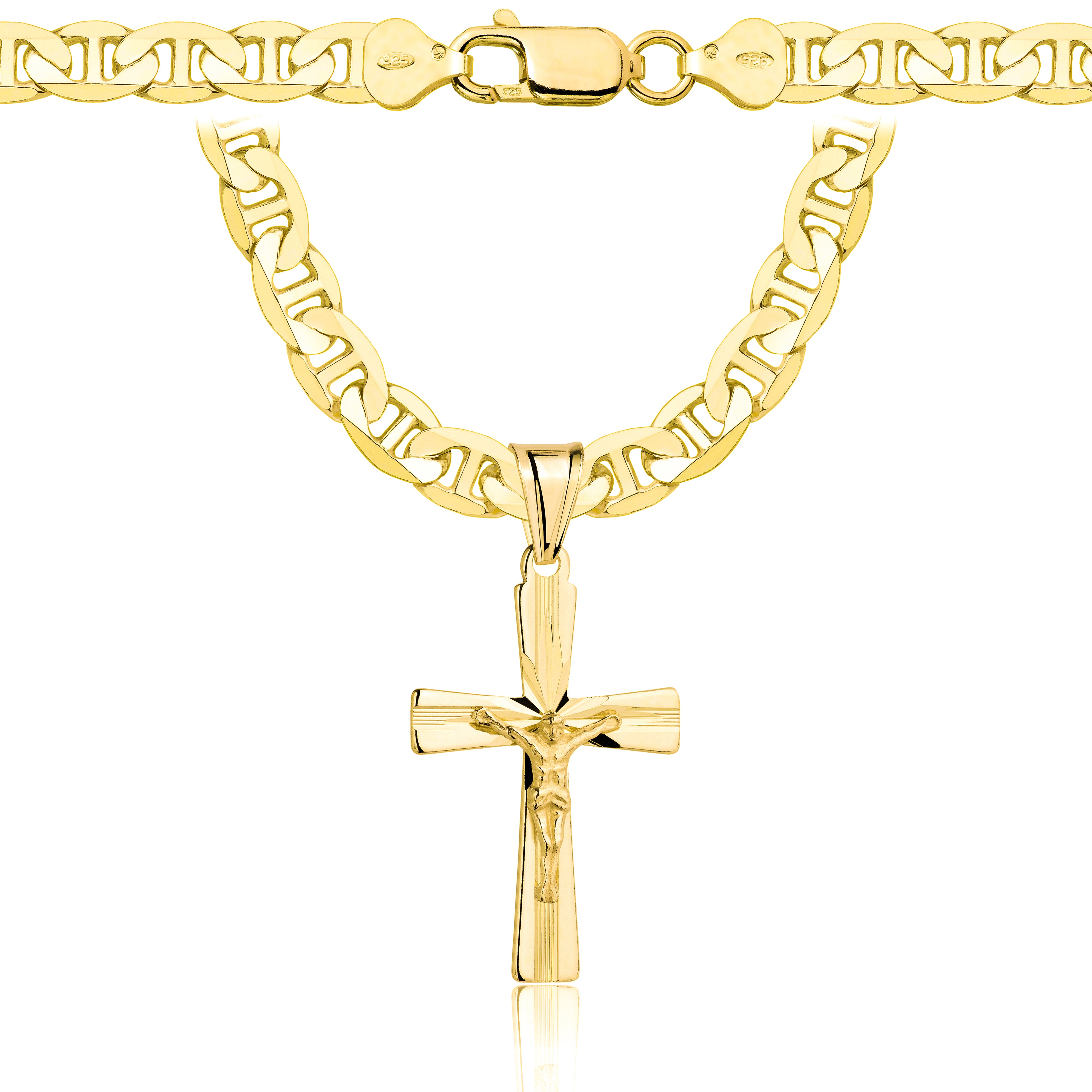 ŁAŃCUSZEK POZŁACANY SREBRNY Z KRZYŻYKIEM GUCCI 6,5MM PR. 925 585