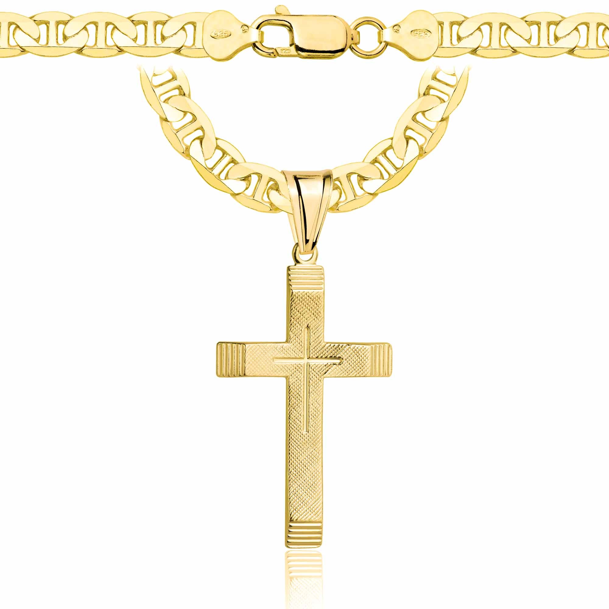 ŁAŃCUSZEK POZŁACANY SREBRNY Z KRZYŻYKIEM GUCCI 6,5MM PR. 925 585