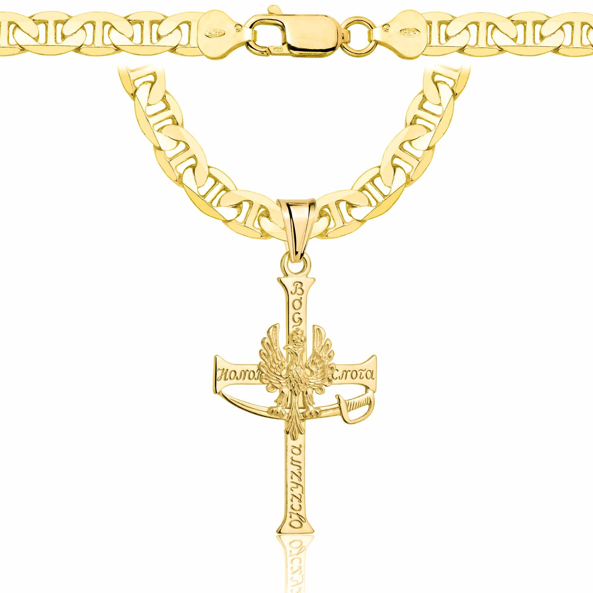 ŁAŃCUSZEK POZŁACANY SREBRNY Z KRZYŻYKIEM GUCCI 6,5MM PR. 925 585