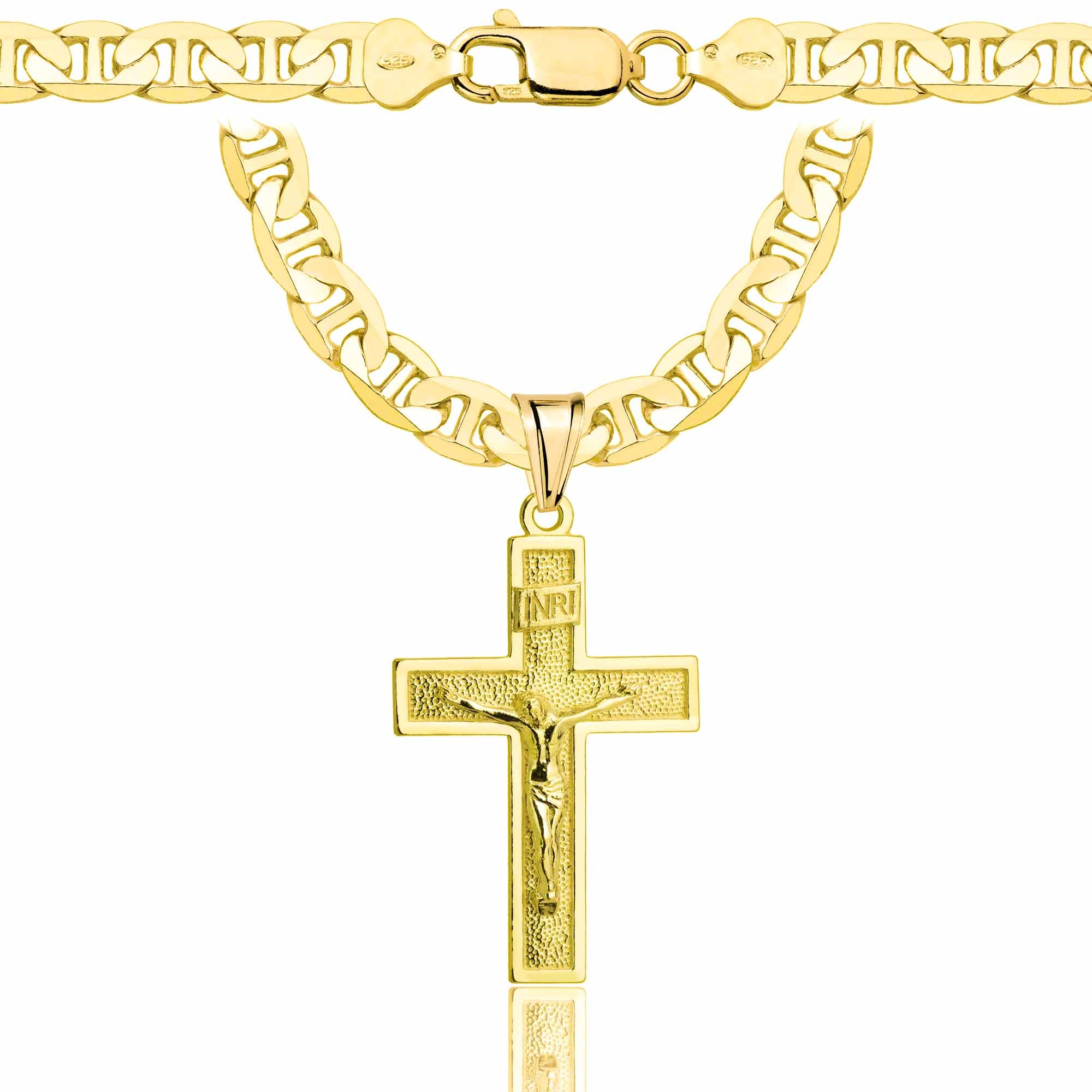 ŁAŃCUSZEK POZŁACANY SREBRNY Z KRZYŻYKIEM GUCCI 6,5MM PR. 925 585