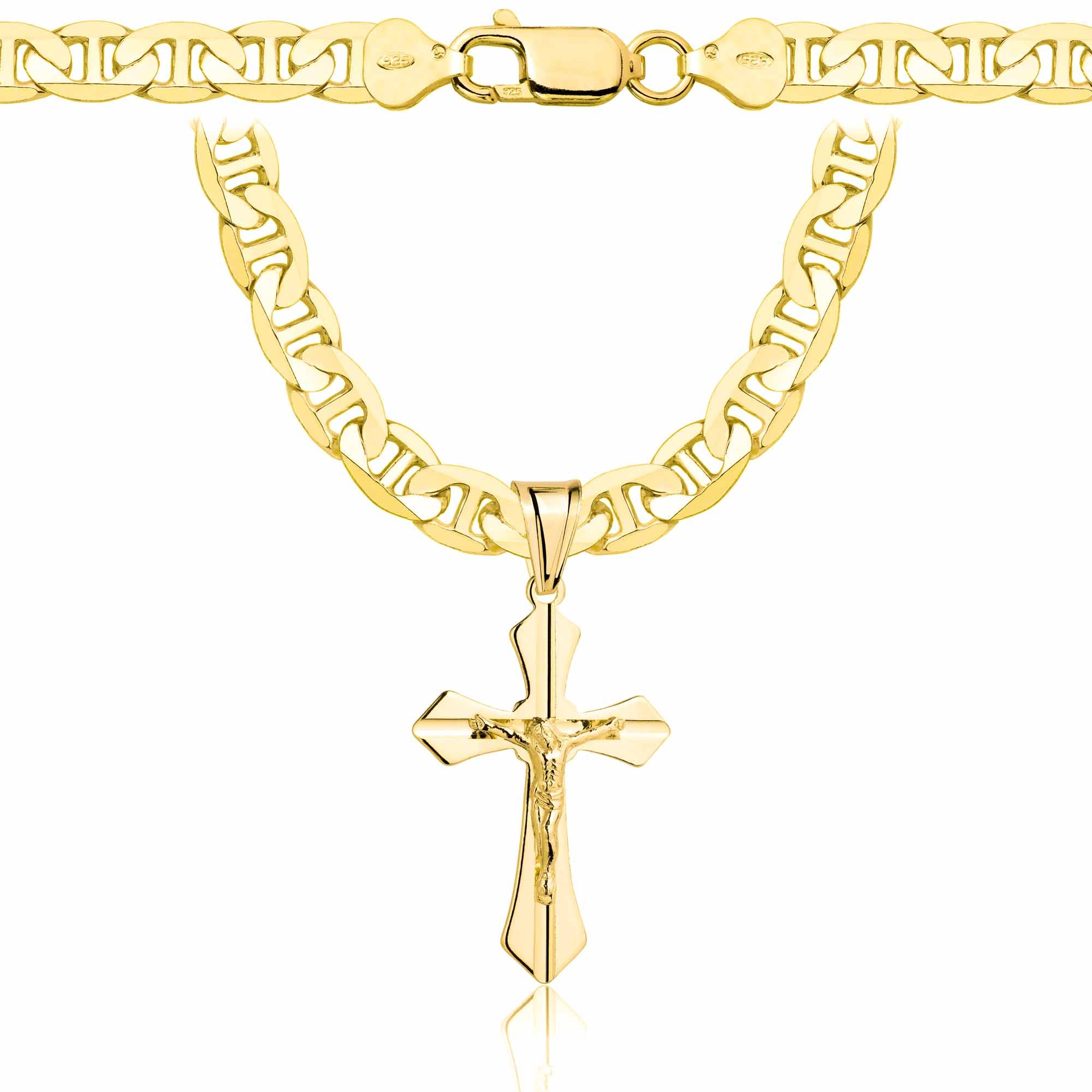 ŁAŃCUSZEK POZŁACANY SREBRNY Z KRZYŻYKIEM GUCCI 6,5MM PR. 925 585