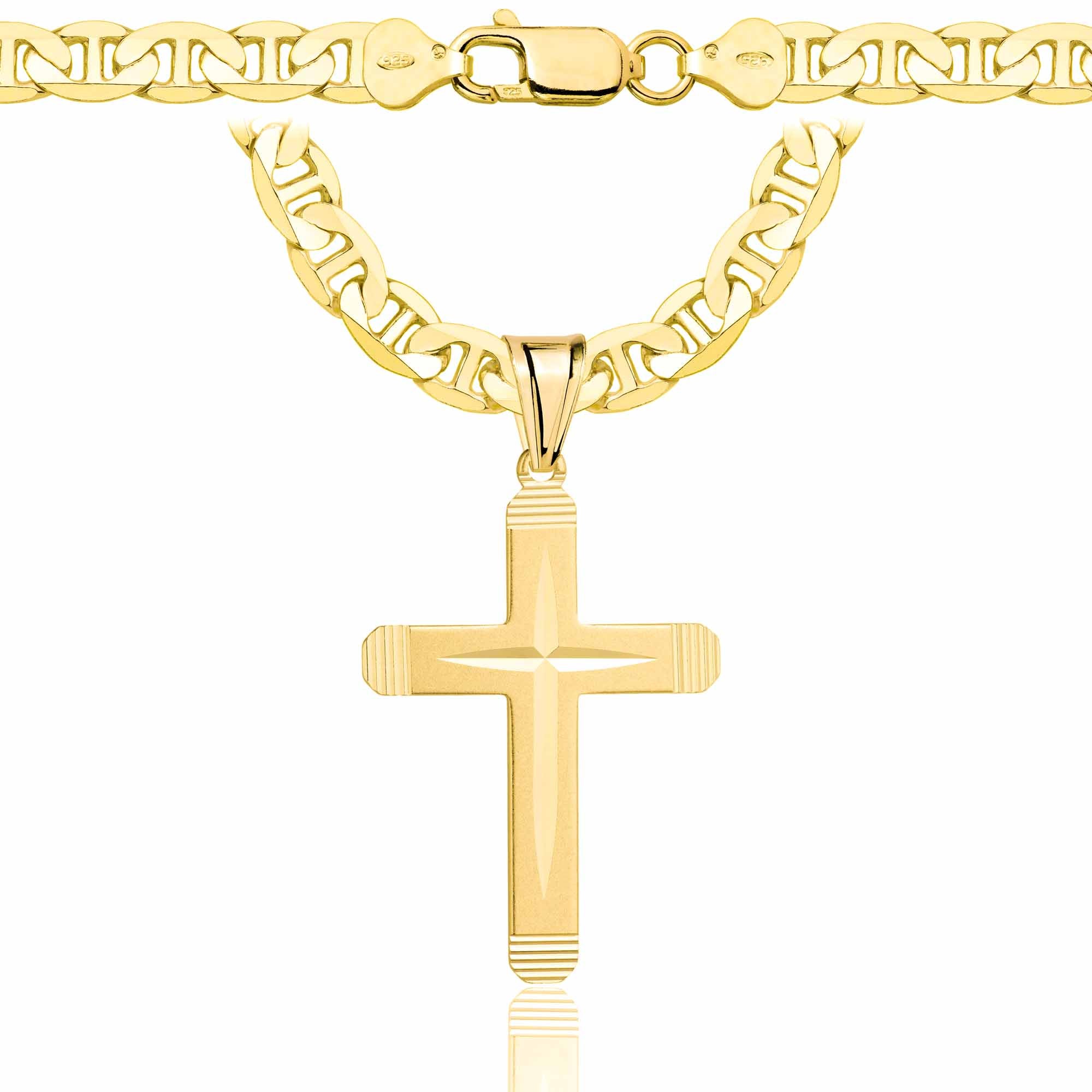 ŁAŃCUSZEK POZŁACANY SREBRNY Z KRZYŻYKIEM GUCCI 6,5MM PR. 925 585