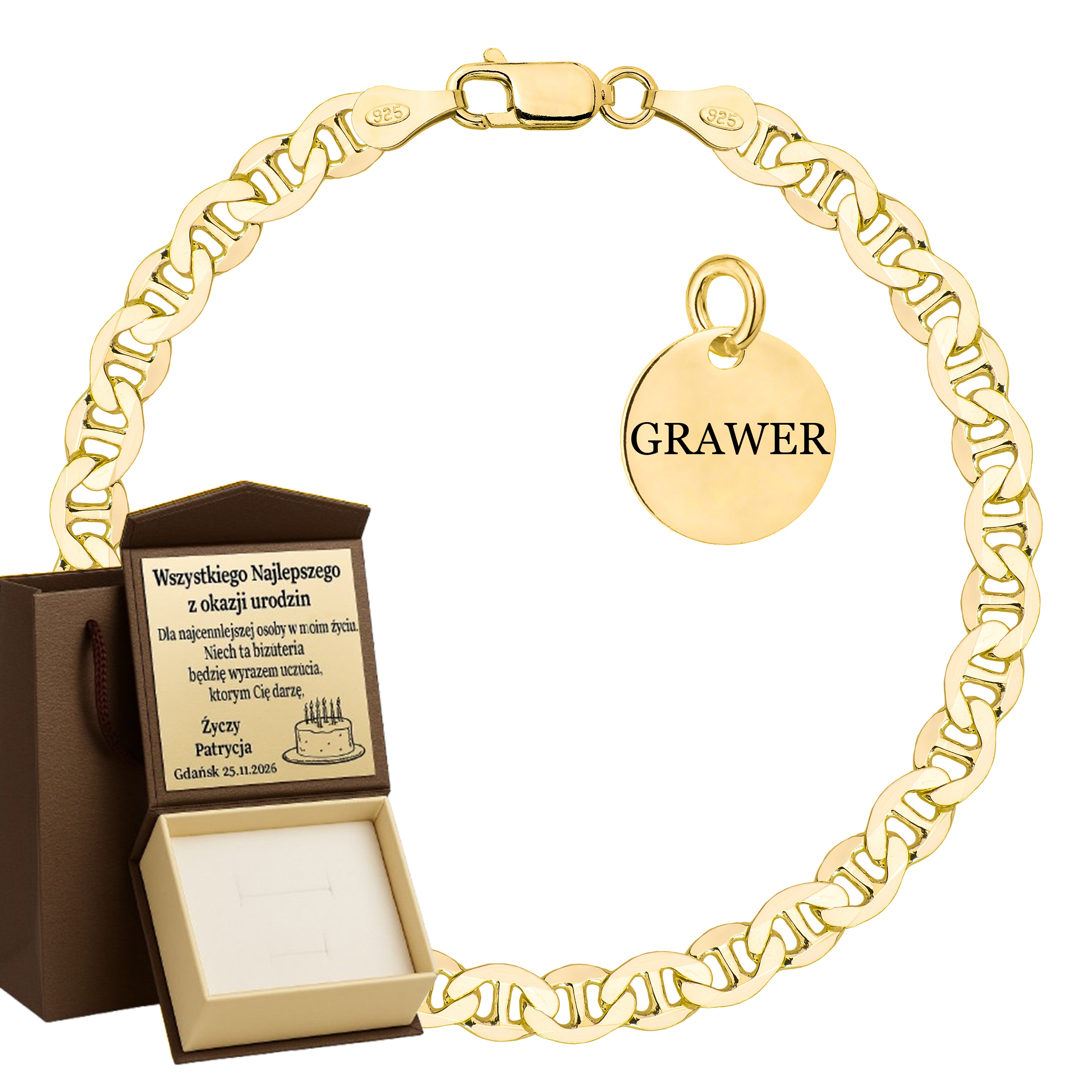 BRANSOLETKA POZŁACANA SREBRNA GUCCI 5,5MM PR. 925 585