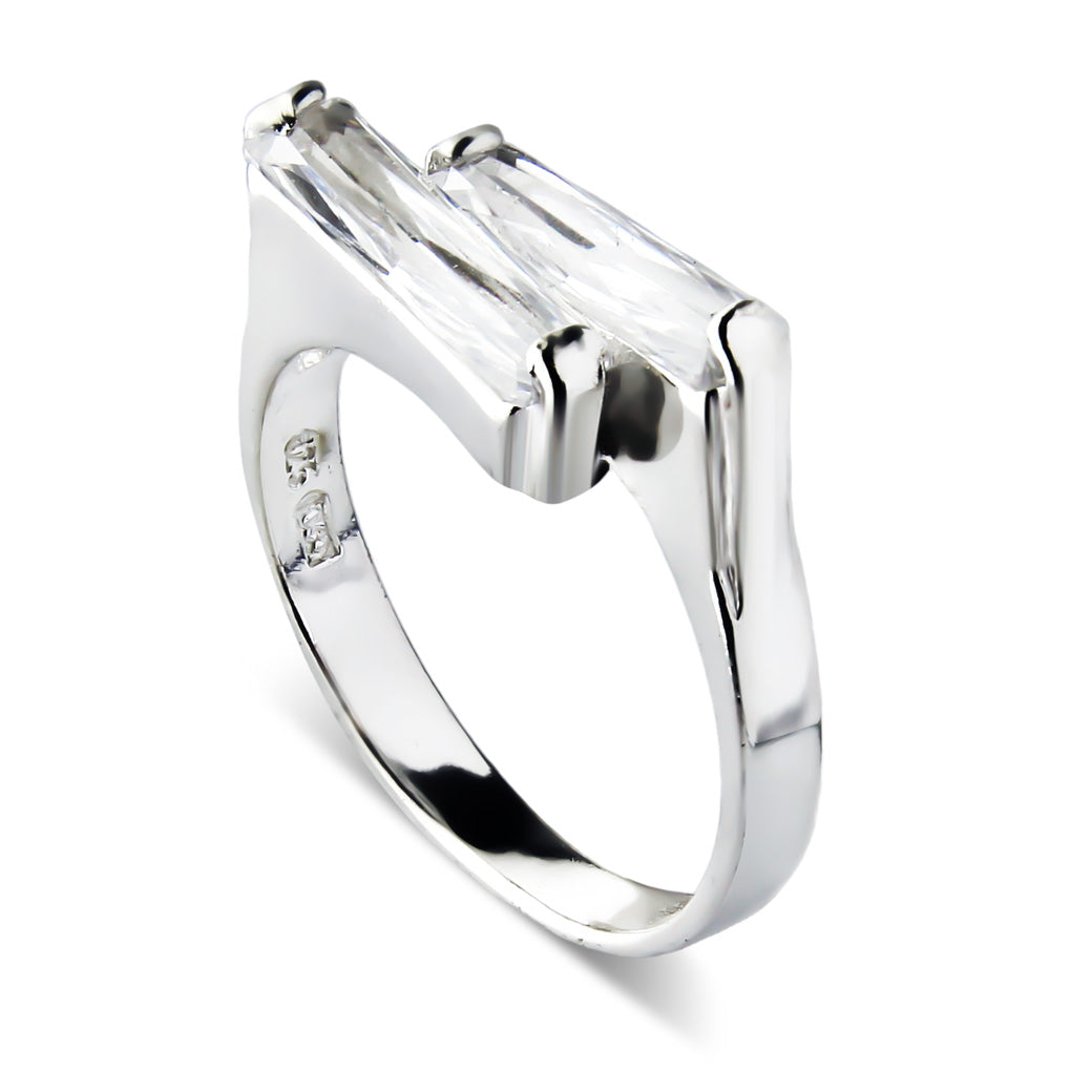 Pierścionek z prostokątnymi cyrkoniami