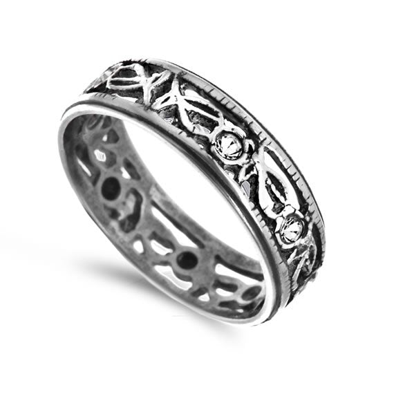 Ażurowa obrączka z cyrkoniami