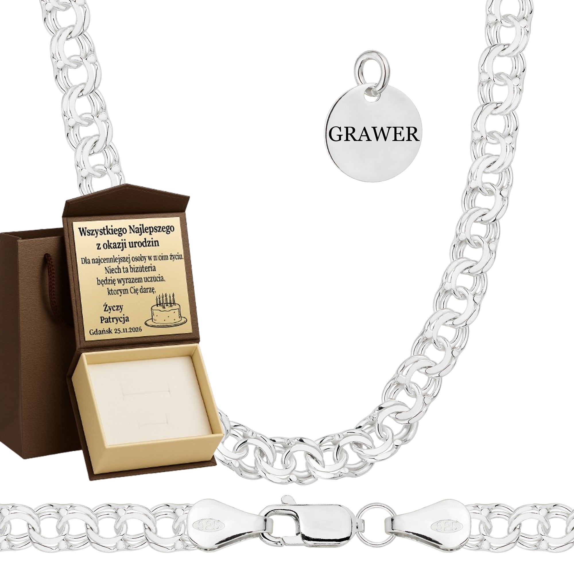 ŁAŃCUSZEK SREBRNY GALIBARDI 4,5MM PR. 925