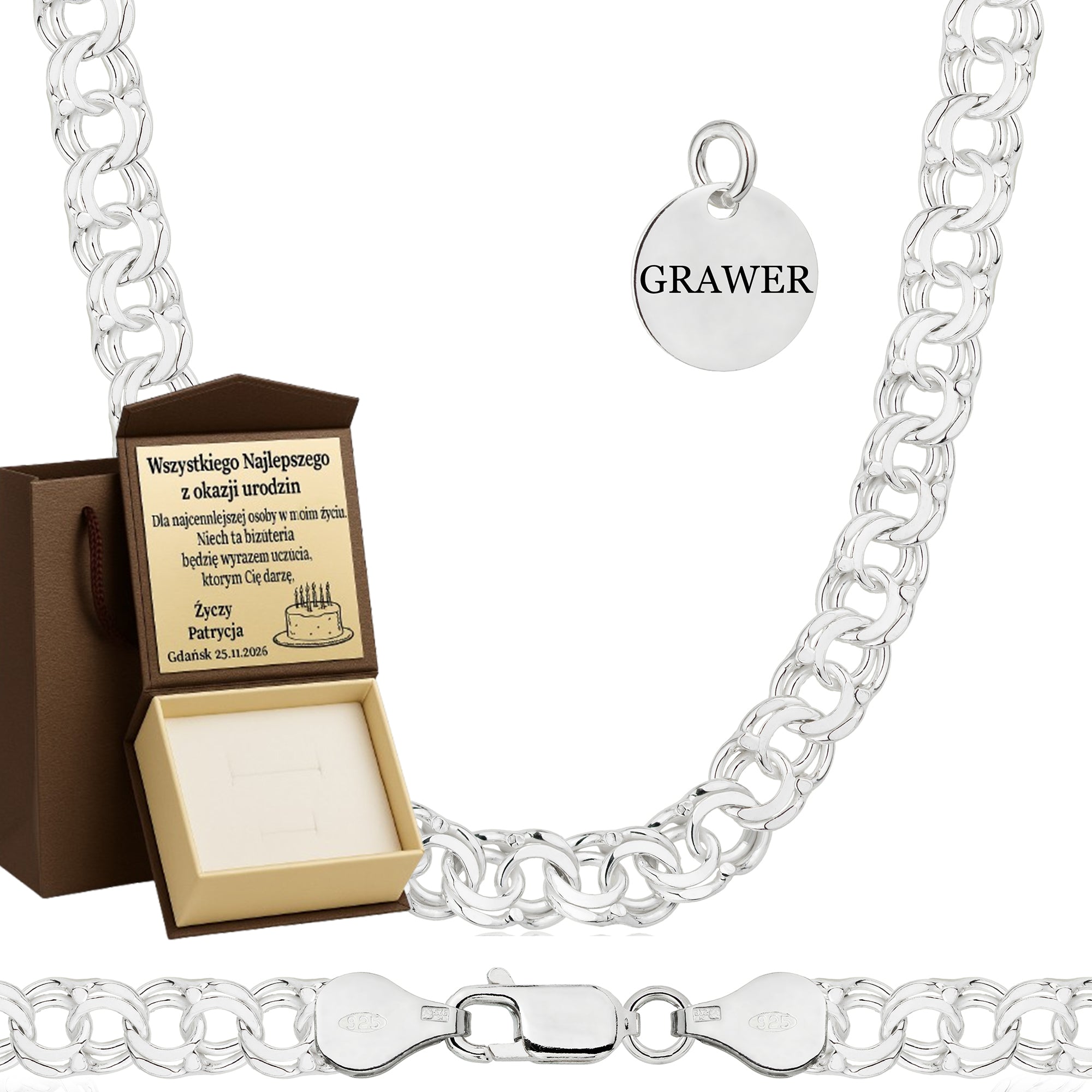 ŁAŃCUSZEK SREBRNY GALIBARDI 6,5MM PR. 925