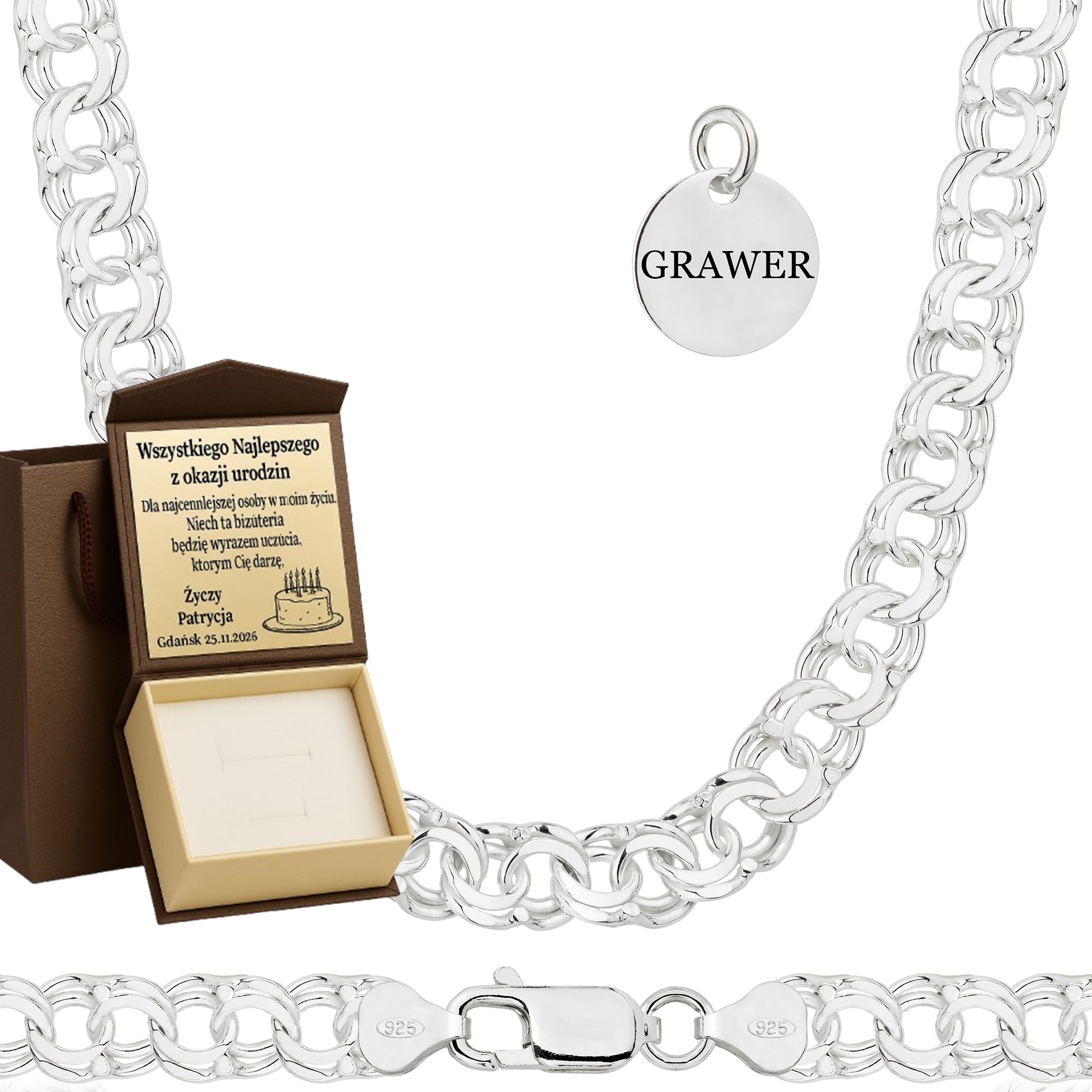 ŁAŃCUSZEK SREBRNY GALIBARDI 8MM PR. 925