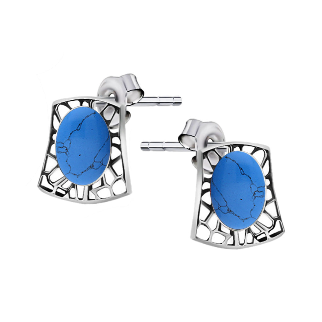 Ażurowe kolczyki w stylu retro z turkusem Klasyczna Pola