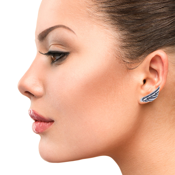 Kolczyki-nausznice skrzydła oksydowane