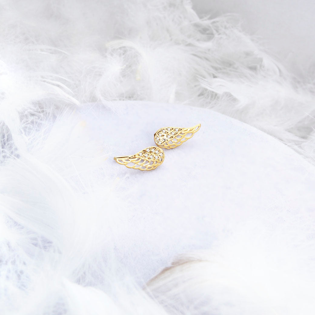 Złocone nausznice skrzydła z cyrkoniami