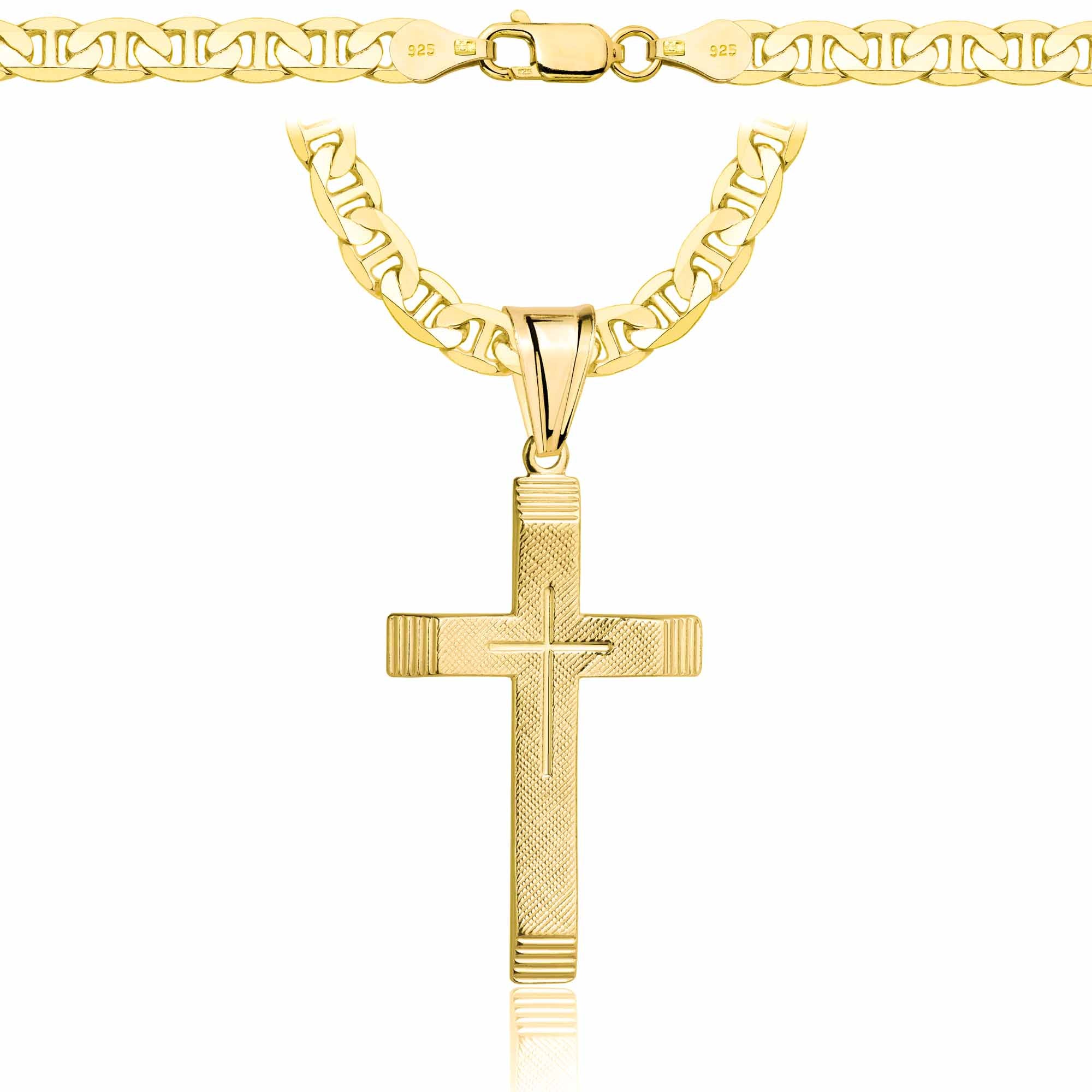 ŁAŃCUSZEK POZŁACANY SREBRNY Z KRZYŻYKIEM GUCCI 5,5MM PR. 925 585