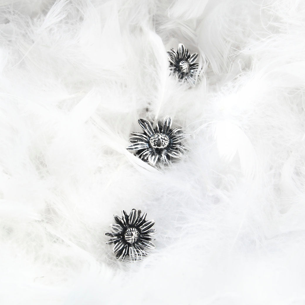 Komplet - kolczyki wisiorek - stokrotki