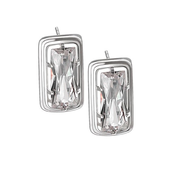 Prostokątne kolczyki z cyrkonią 20x8 mm