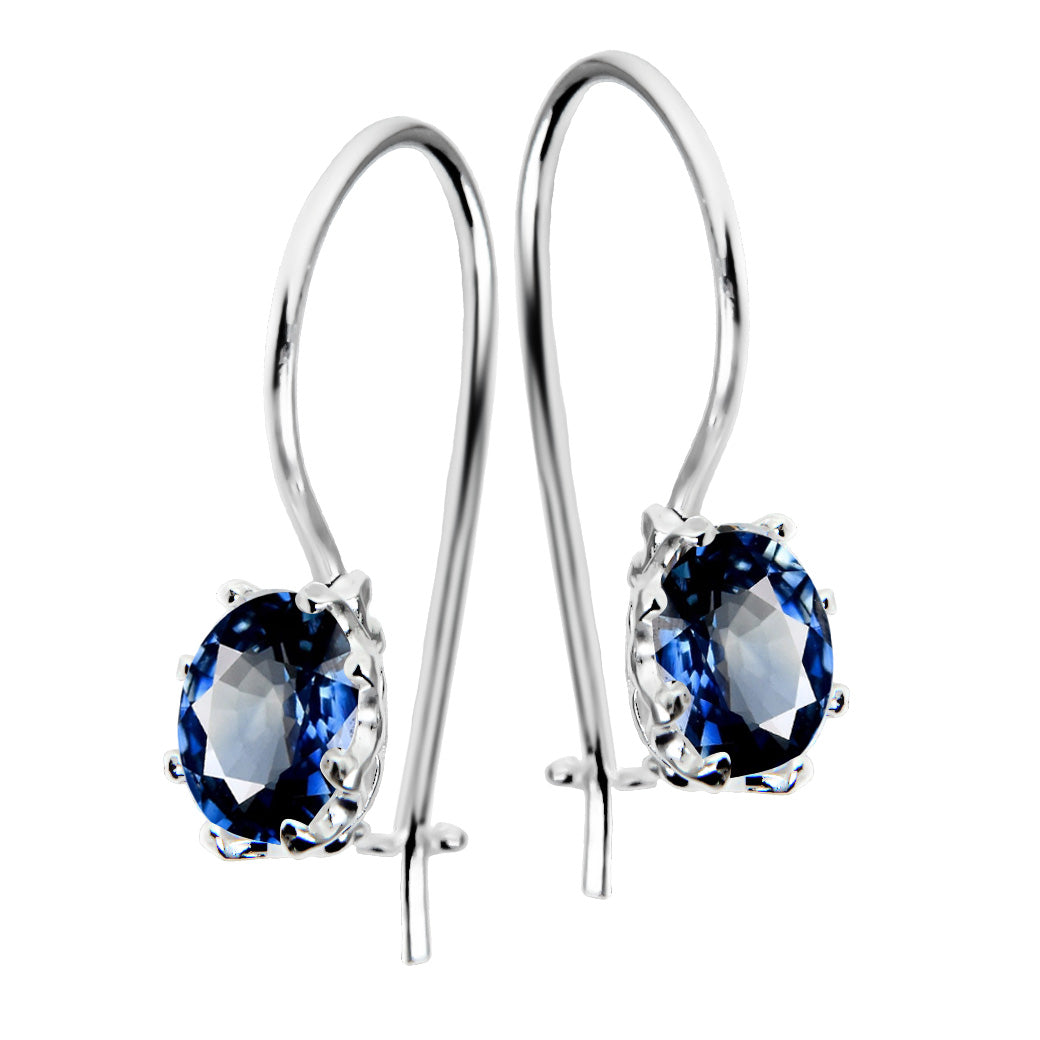 Kolczyki z szafirową owalną cyrkonią