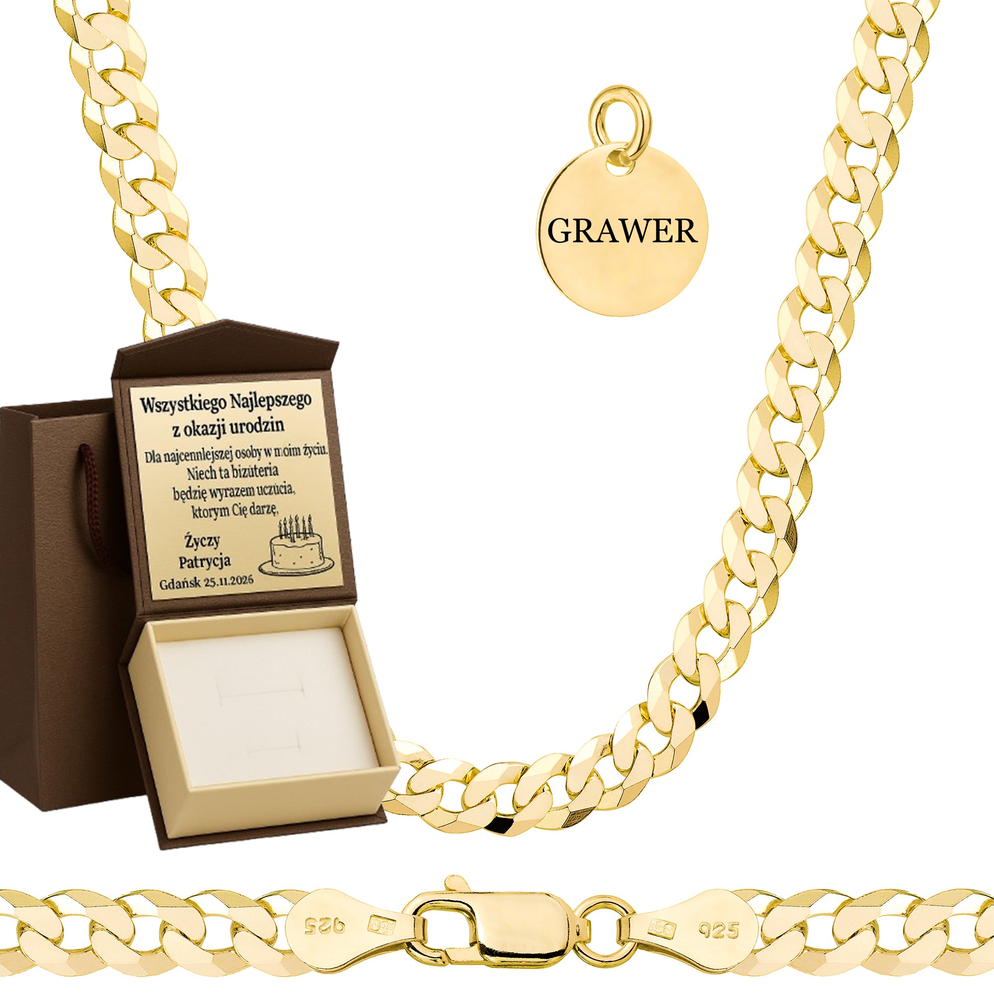 ŁAŃCUSZEK POZŁACANY SREBRNY PANCERKA 5,6MM PR. 925 585