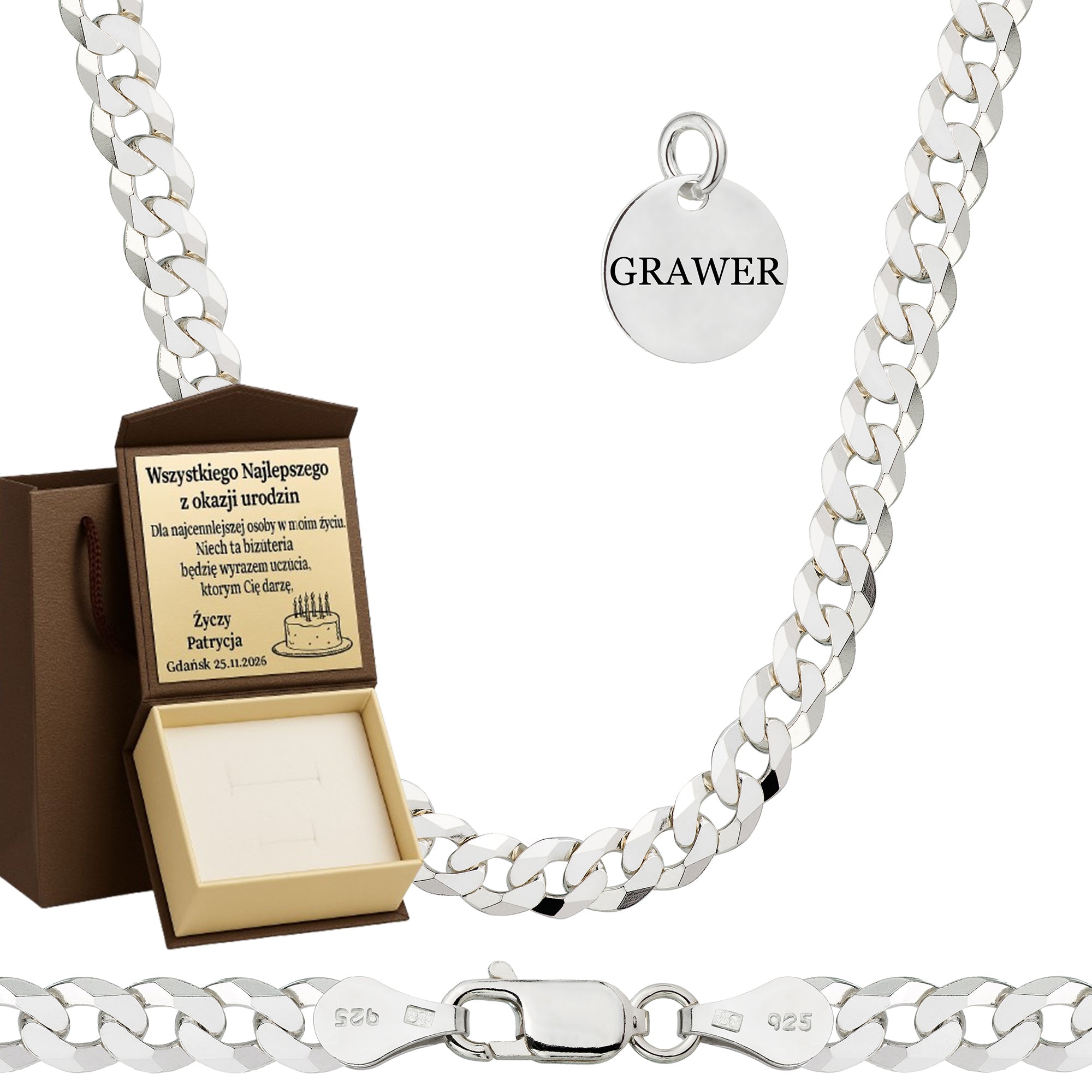 ŁAŃCUSZEK SREBRNY PANCERKA 5,6MM PR. 925